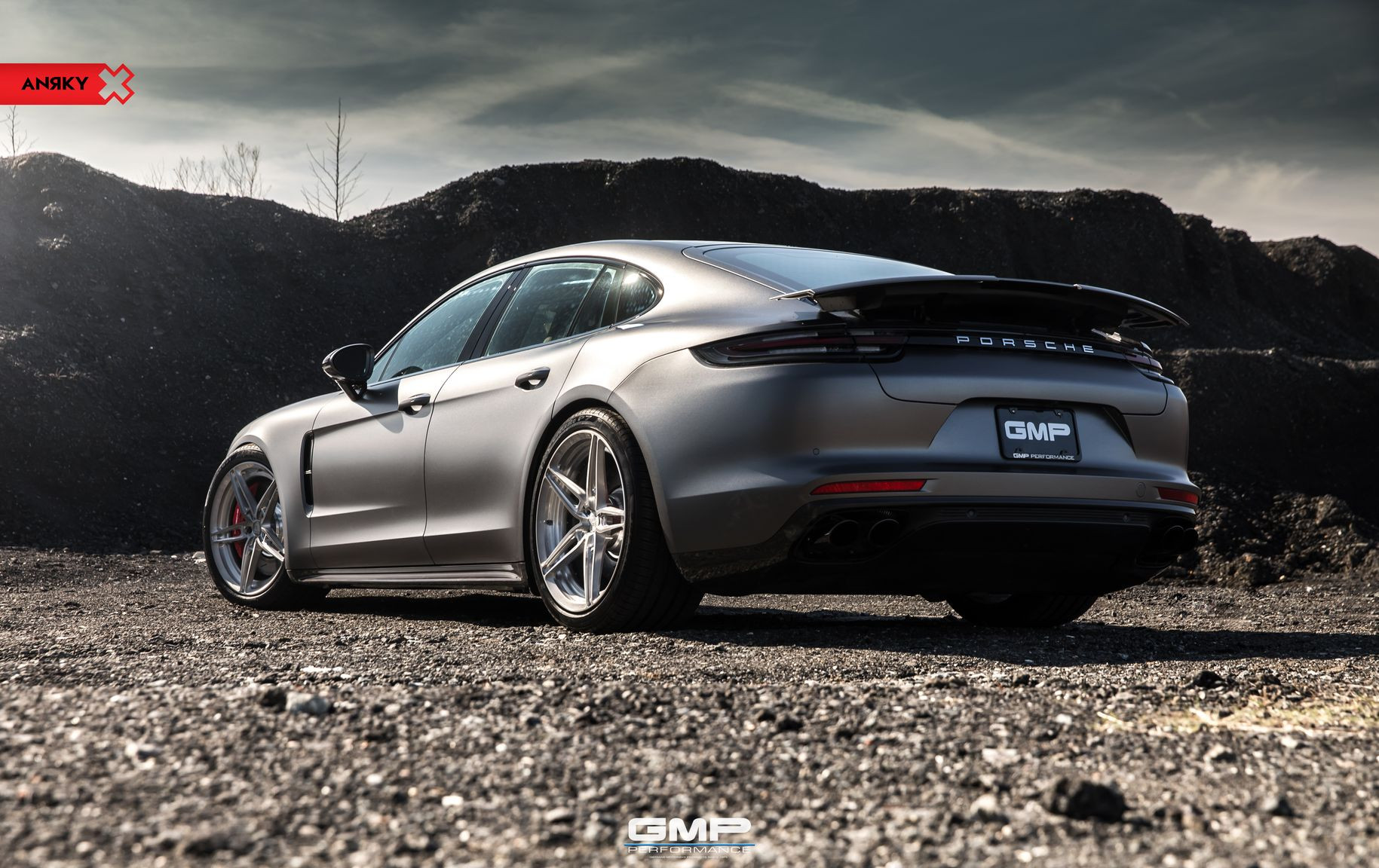 Aftermarket Rear Diffuser on Gray Porsche Panamera - Photo by Anrky Wheels