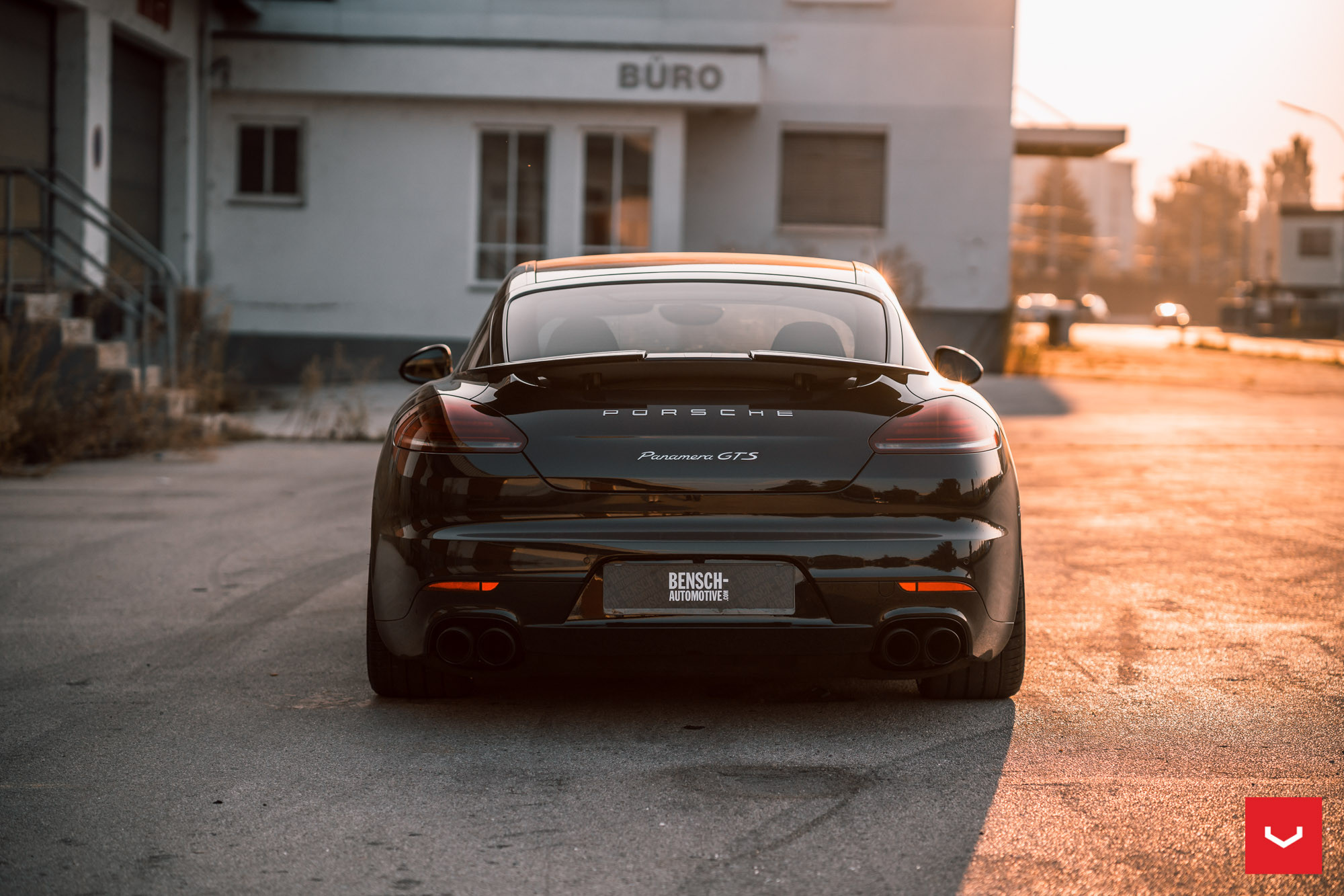 Aftermarket Rear Diffuser on Black Porsche Panamera - Photo by Vossen