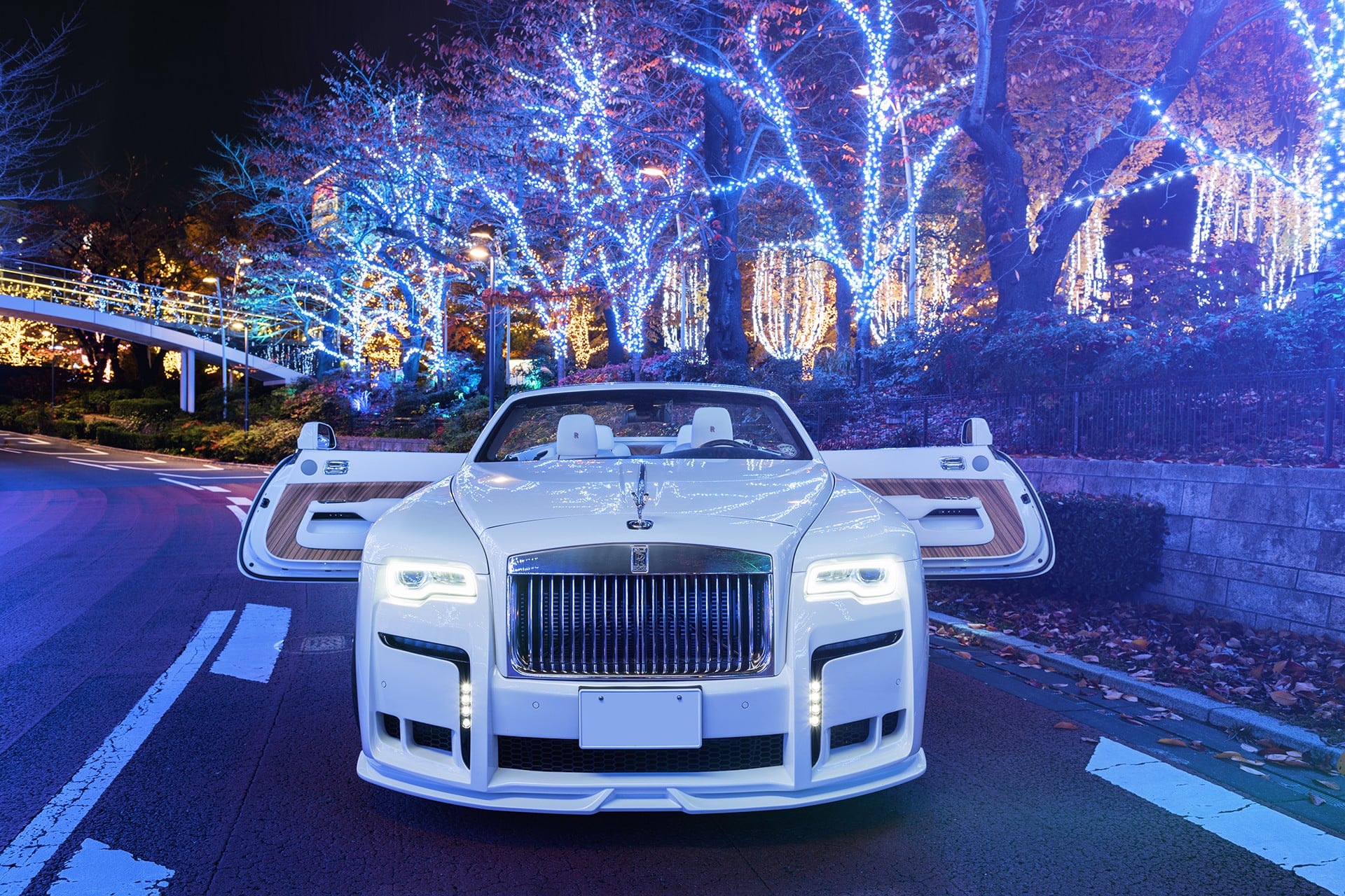 Custom Doors on White Convertible Rolls Royce Dawn - Photo by Forgiato