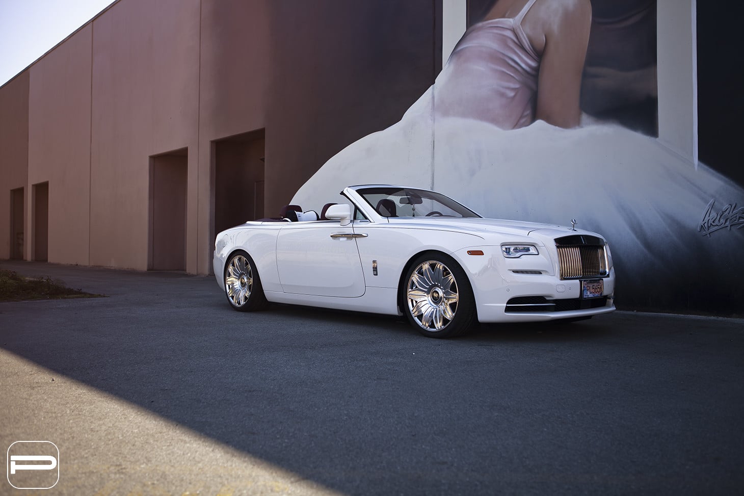 White Rolls Royce Dawn with Crystal Clear Headlights - Photo by PUR Wheels