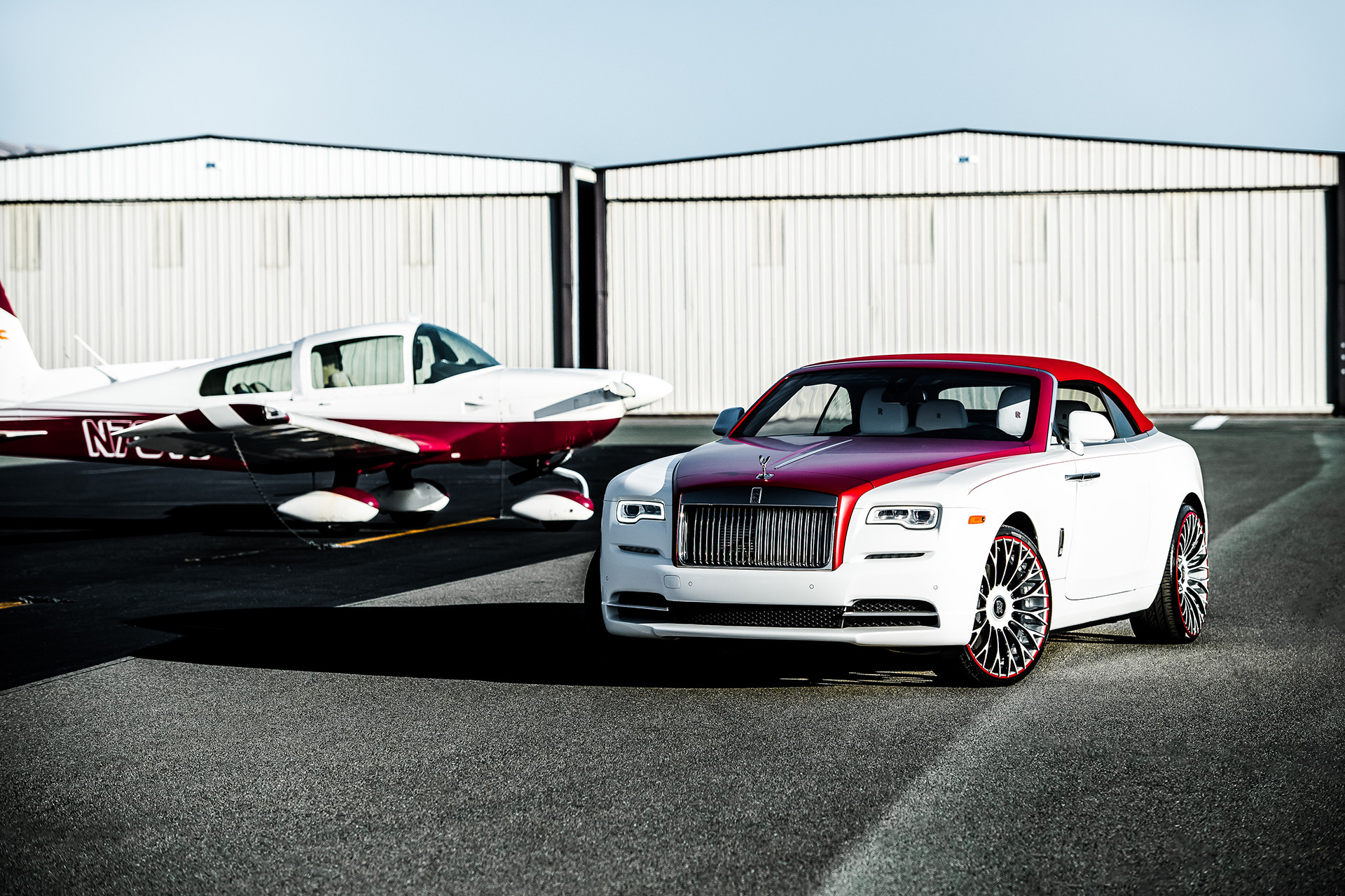 Custom White Rolls Royce Dawn with Red Accents - Photo by Forgiato