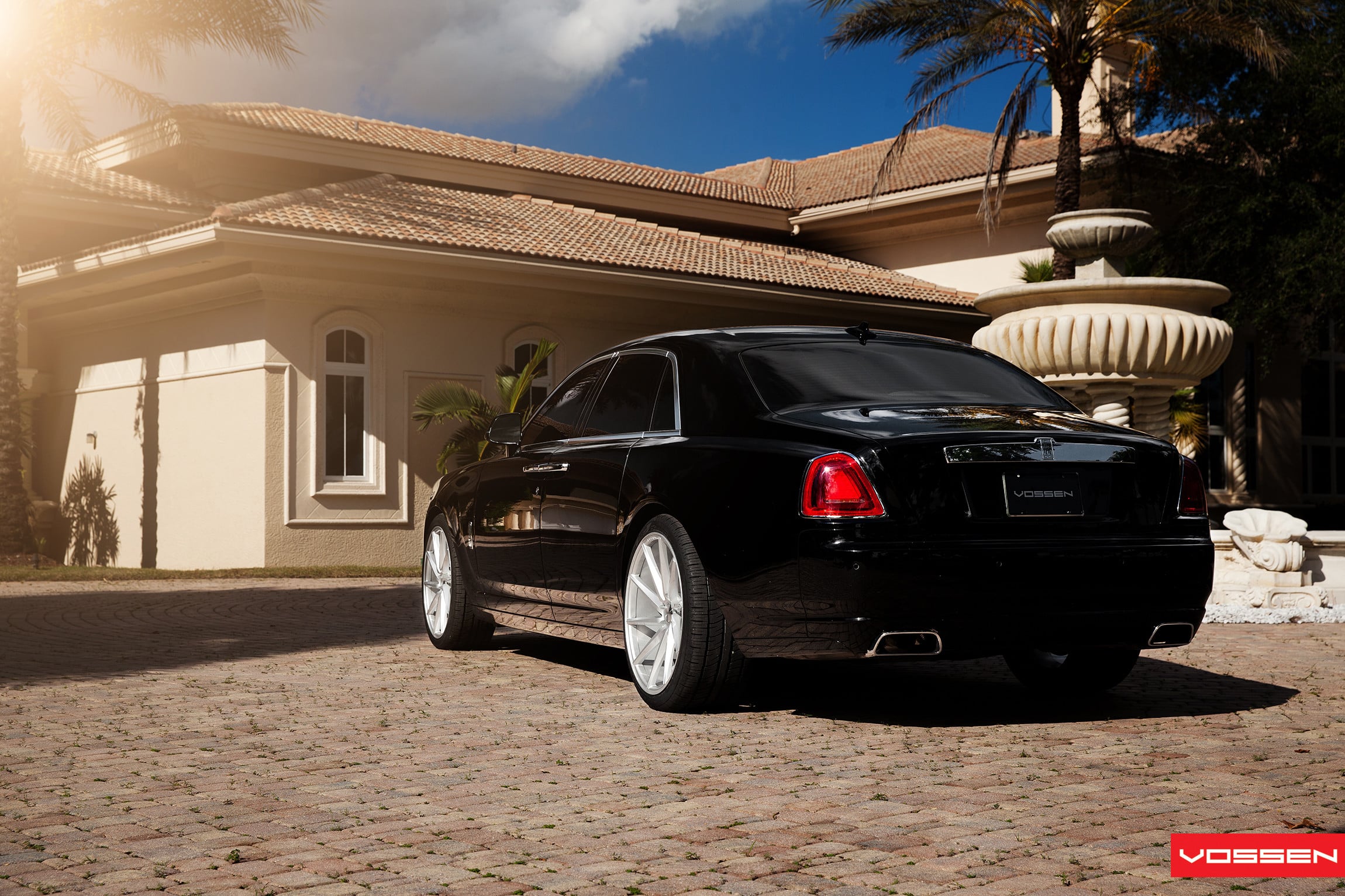 Custom Red Taillights on Black Rolls Royce Ghost - Photo by Vossen