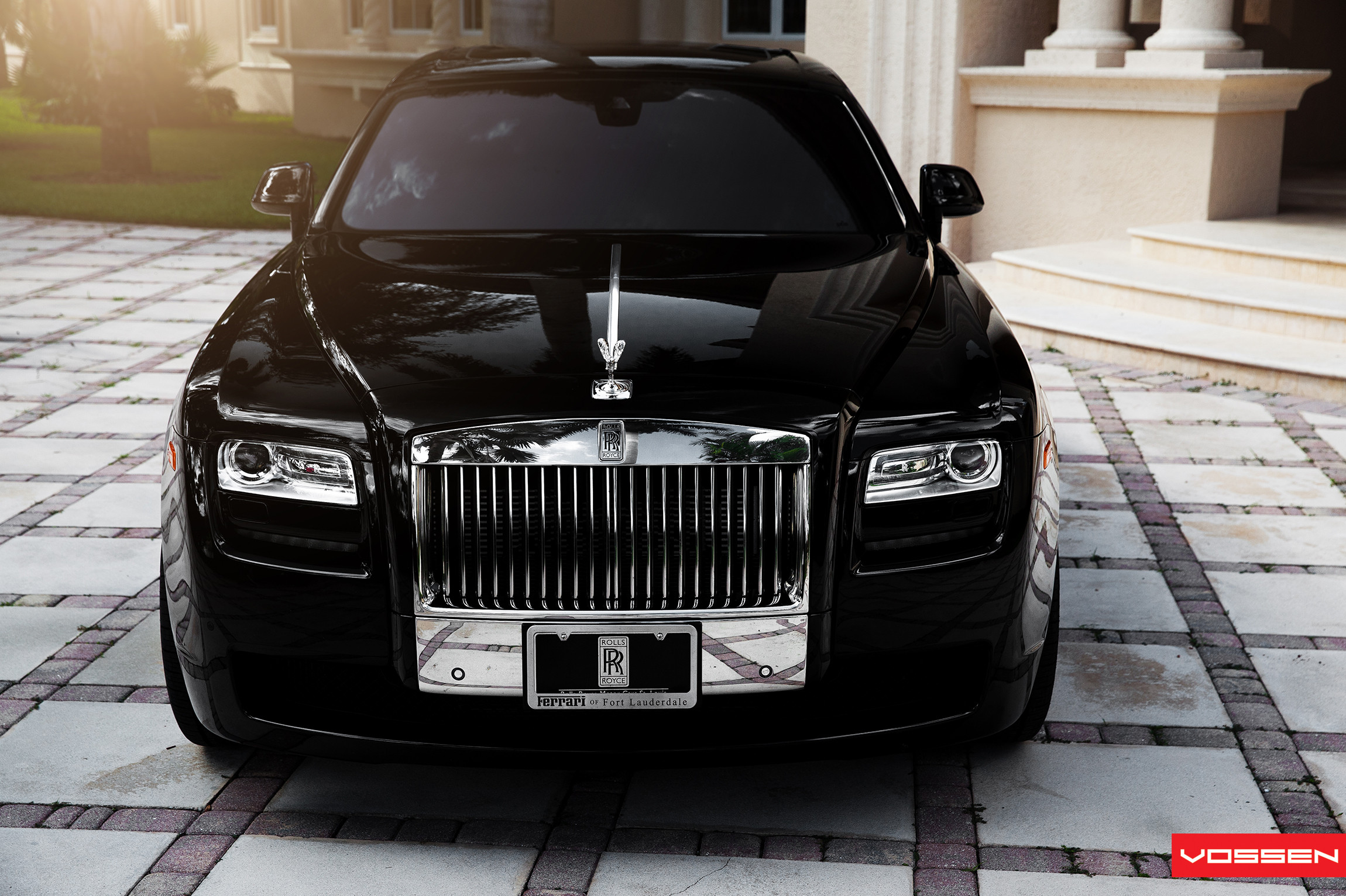 Chrome Billet Grille on Black Rolls Royce Ghost - Photo by Vossen