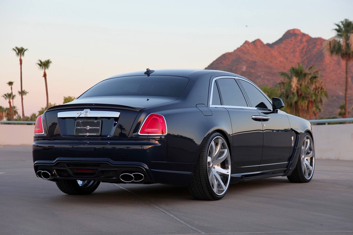 Black Rolls Royce Ghost with Factory Style Rear Spoiler - Photo by Forgiato
