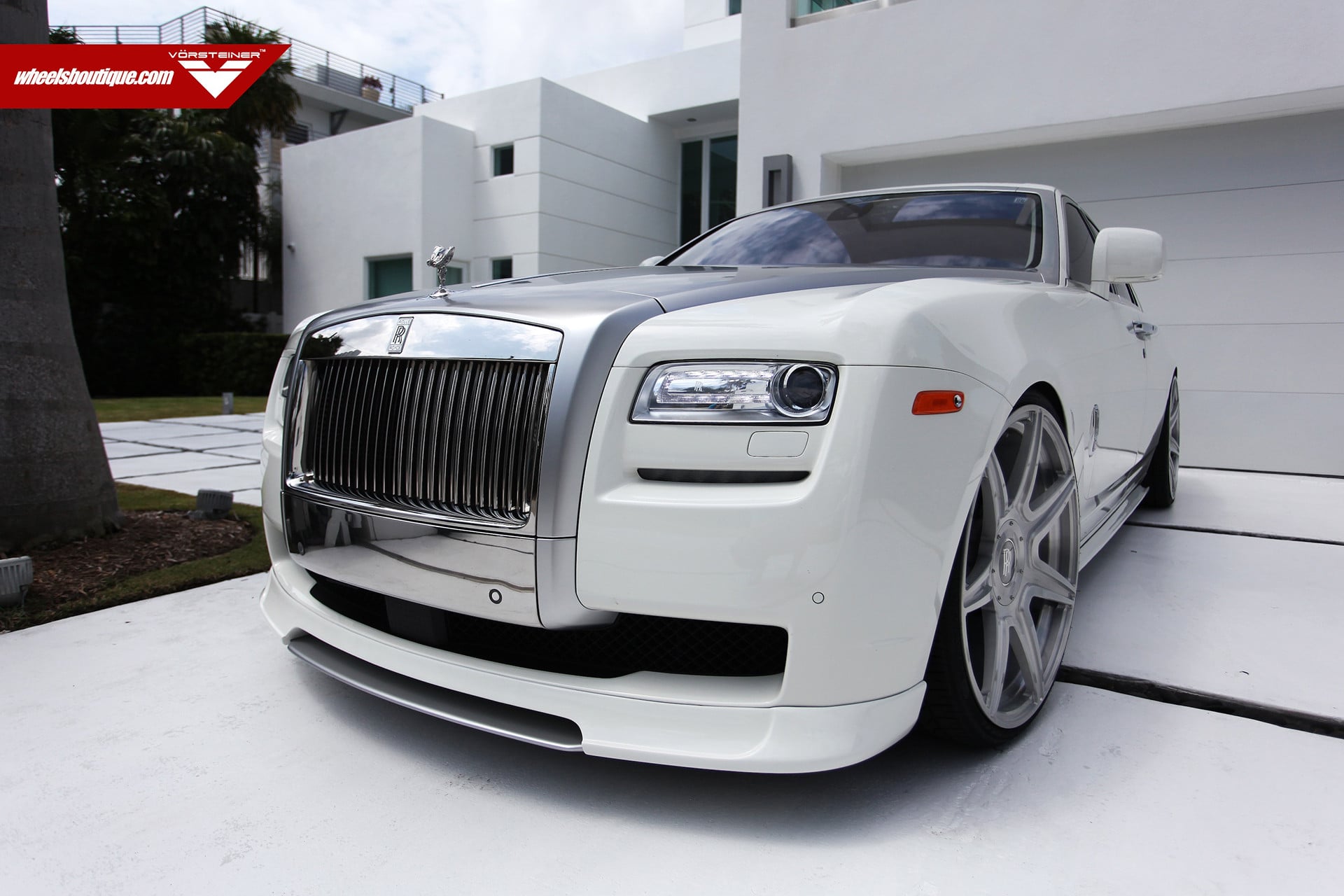 Chrome Billet Grille on White Rolls Royce Ghost - Photo by Vorstiner