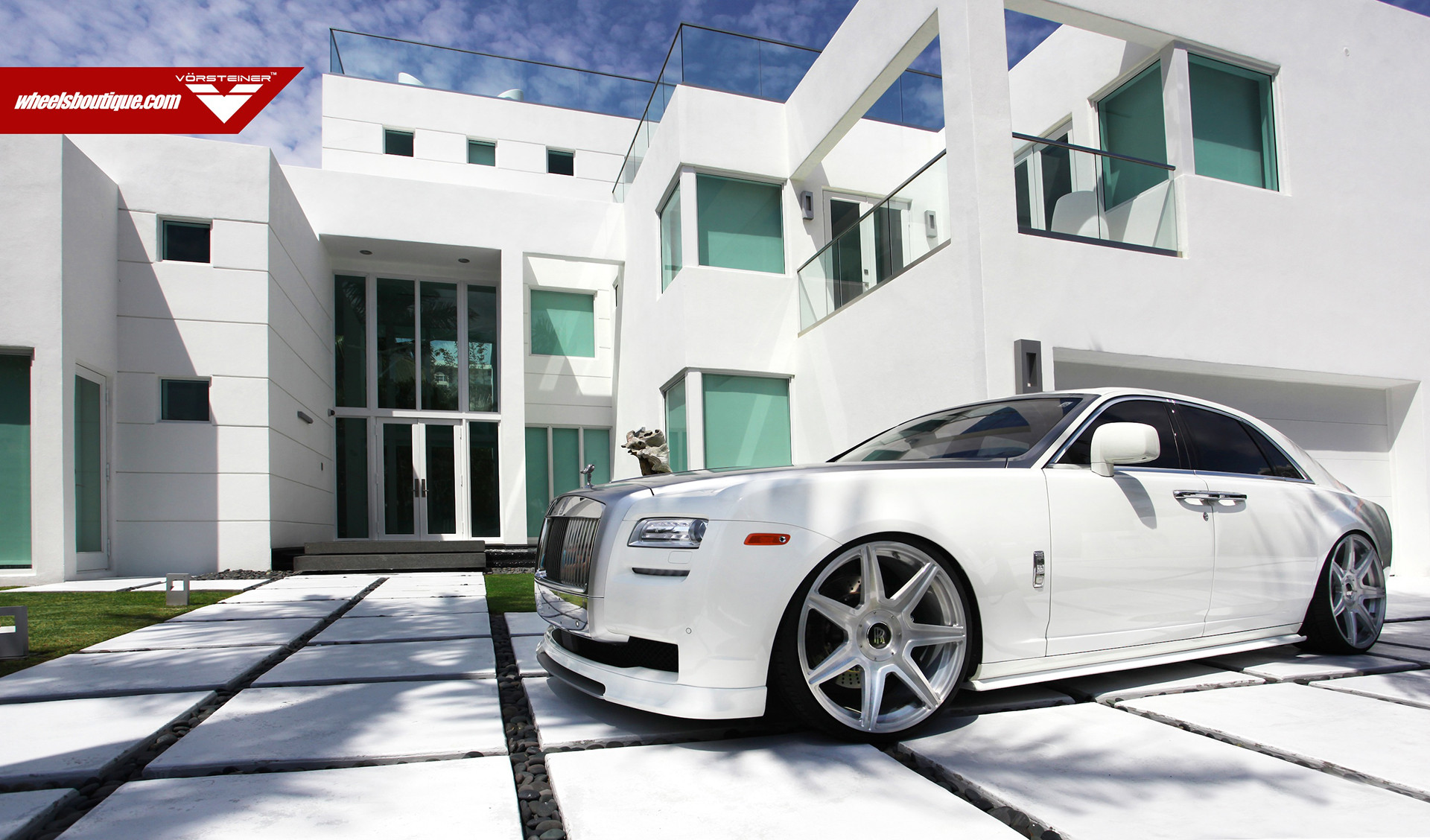 White Rolls Royce Ghost with Aftermarket Side Skirts - Photo by Vorstiner