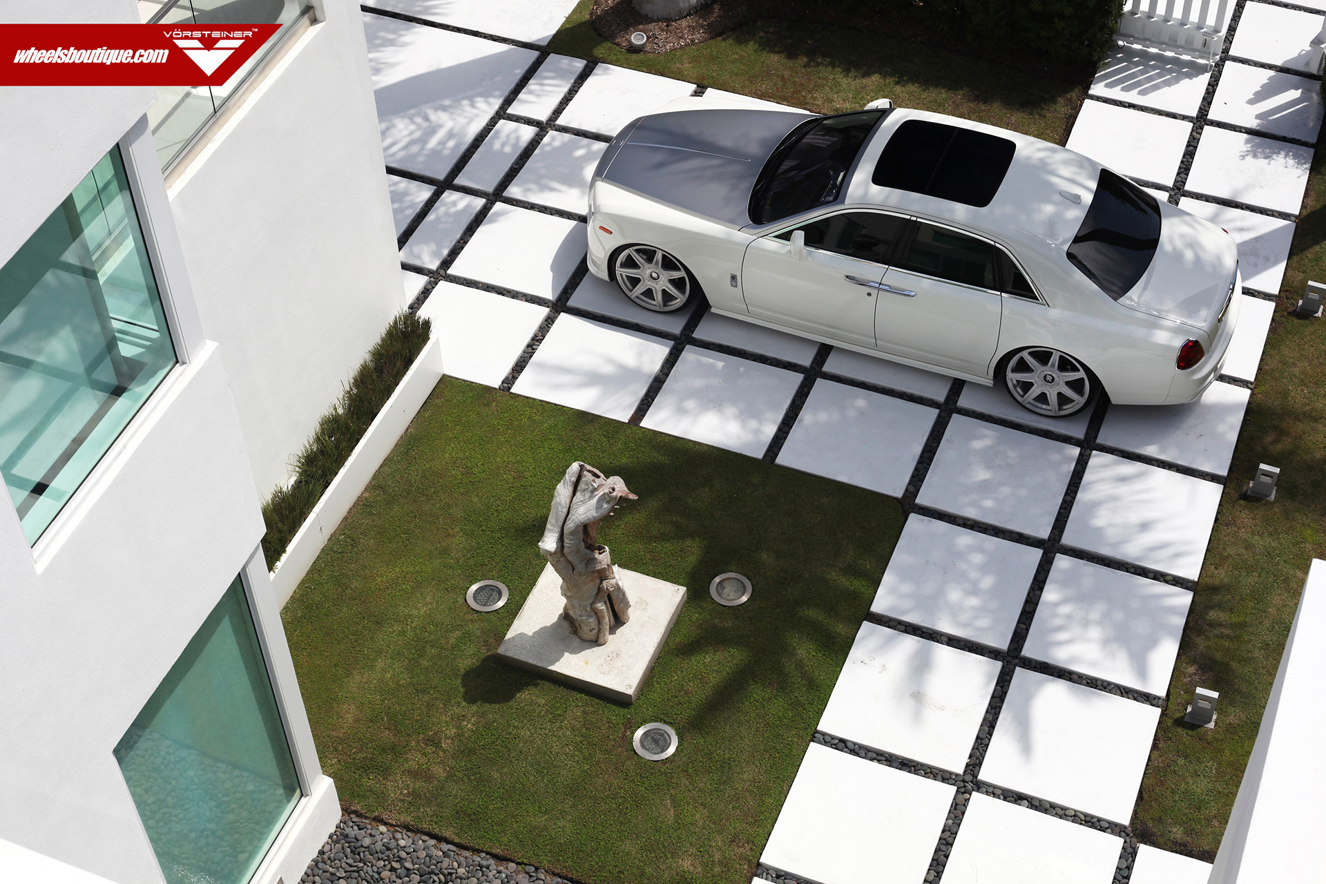 Custom Hood on White Rolls Royce Ghost - Photo by Vorstiner