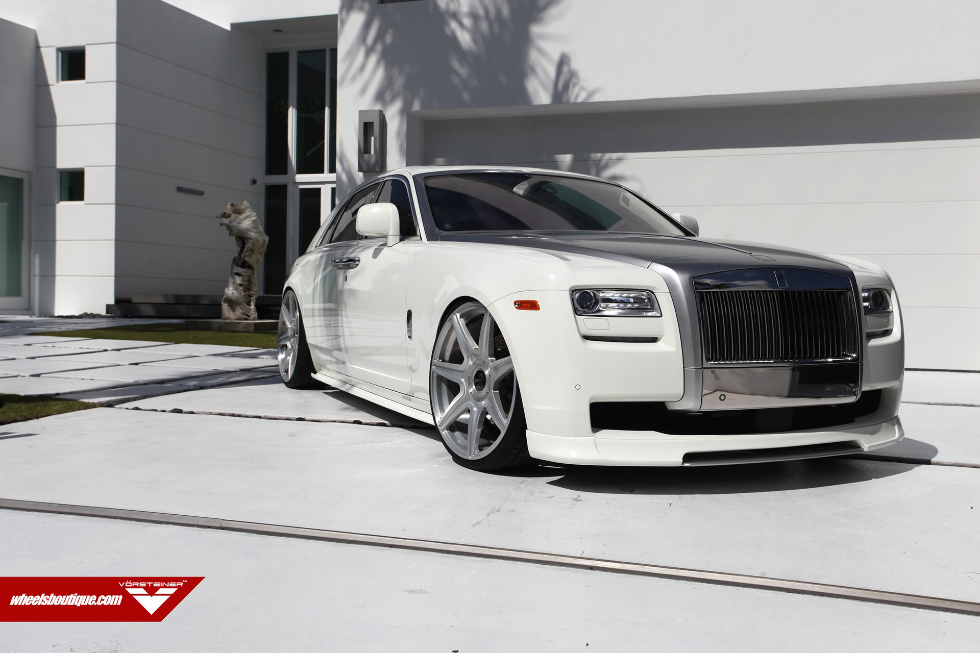 Custom LED Headlights on White Rolls Royce Ghost - Photo by Vorstiner