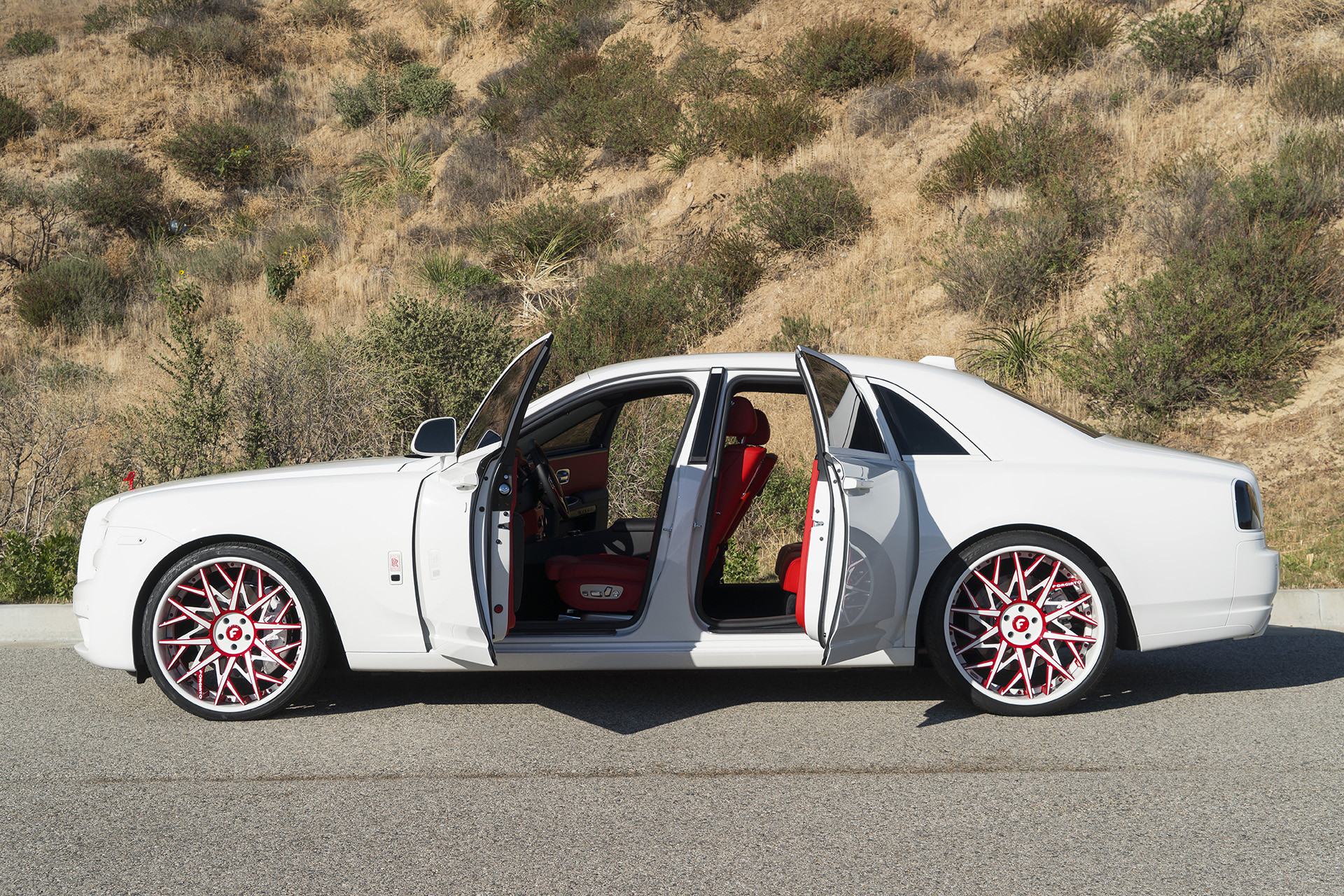 White Rolls Royce Ghost with Custom Side Doors - Photo by Forgiato
