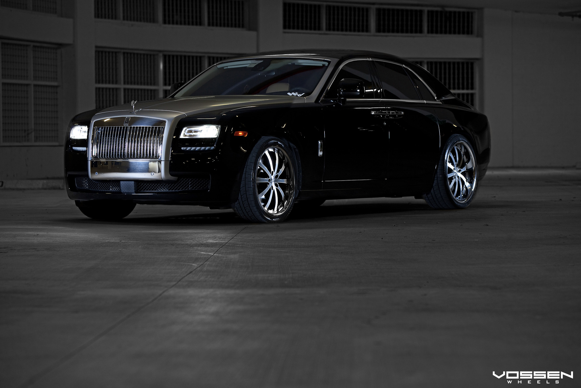 Black Rolls Royce Ghost with Custom Front Bumper - Photo by Vossen