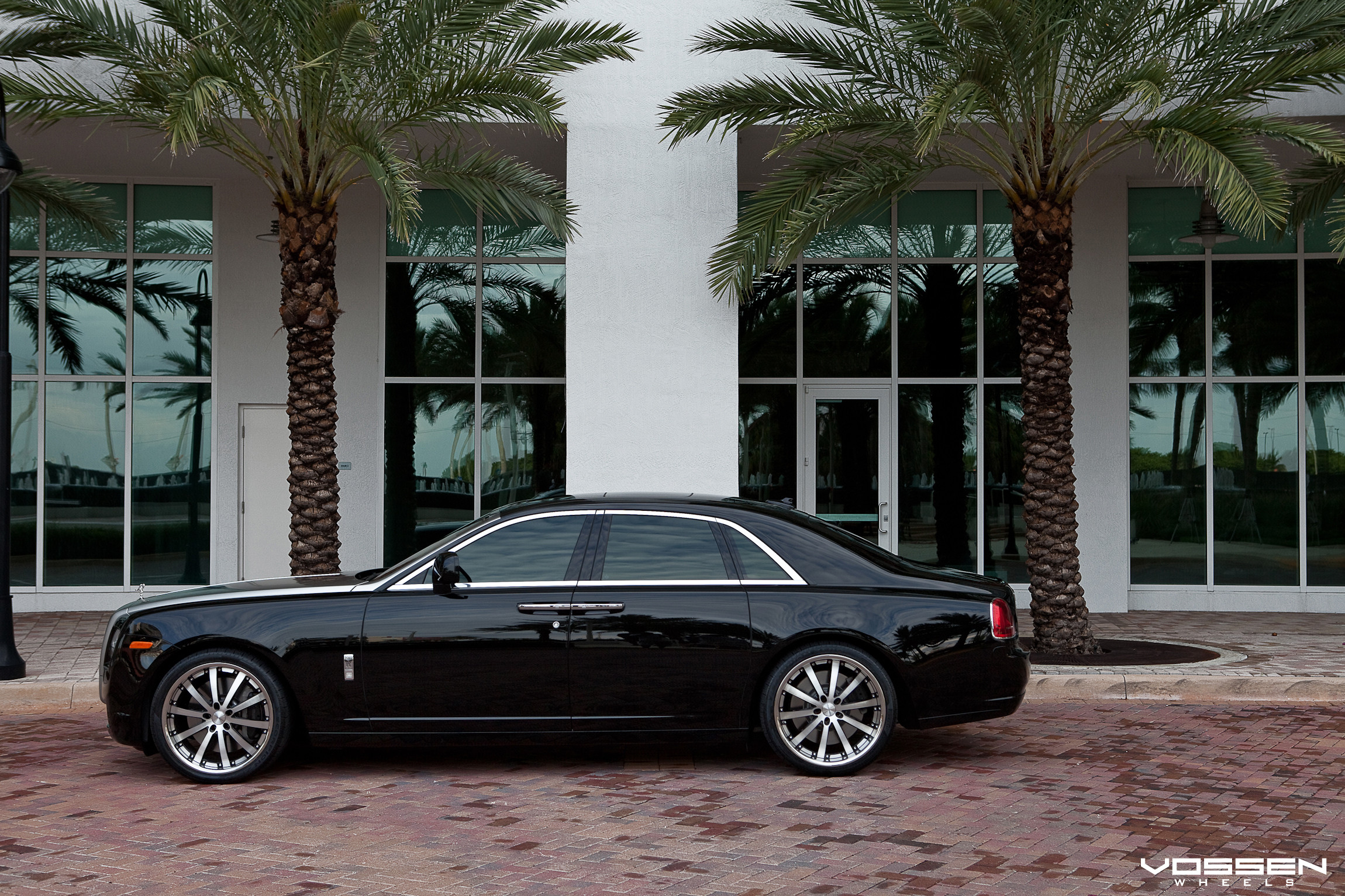 Black Rolls Royce Ghost Custom Chrome Trim - Photo by Vossen