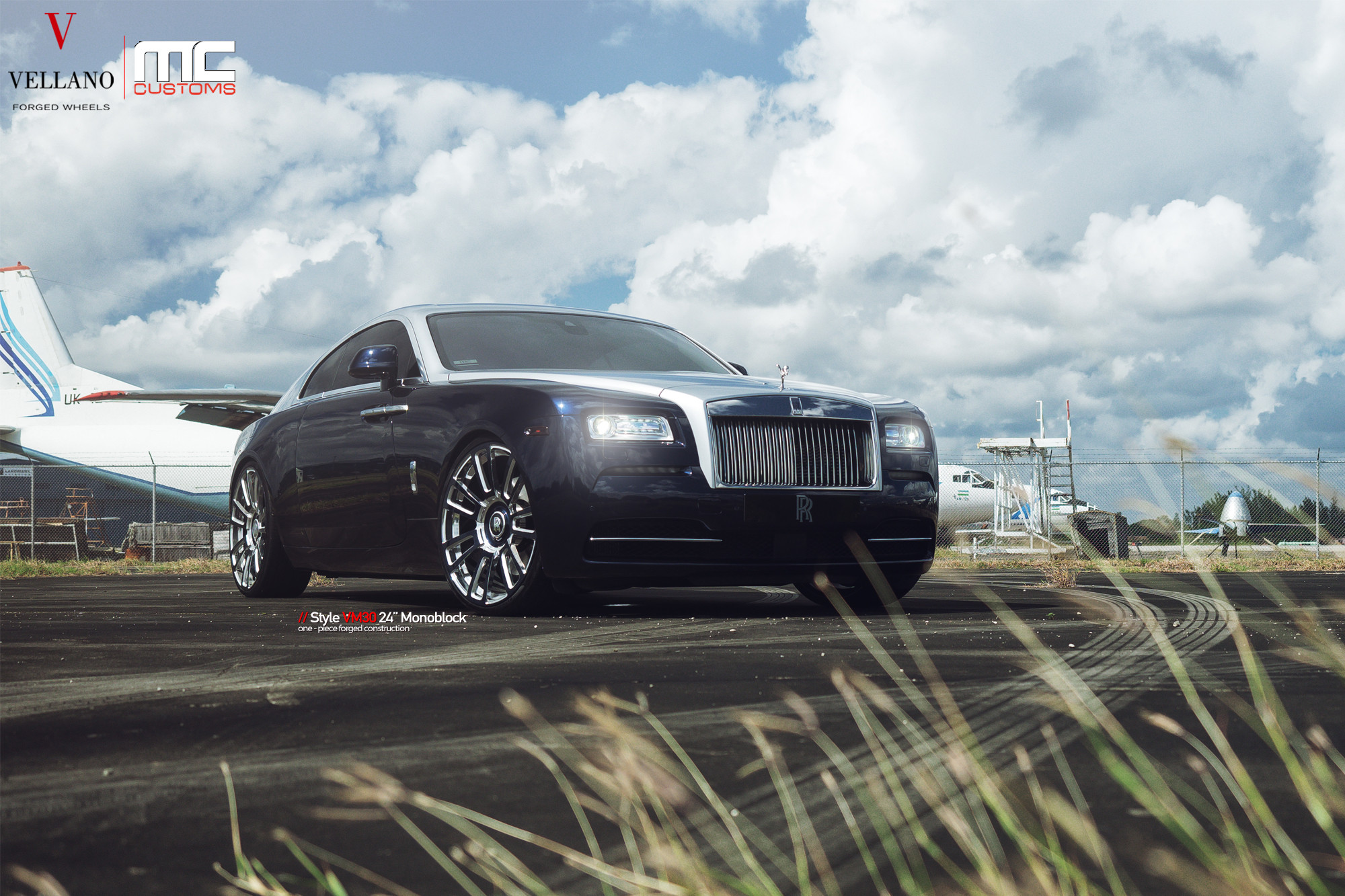 Chrome Billet Grille on Black Rolls Royce Ghost - Photo by Vellano
