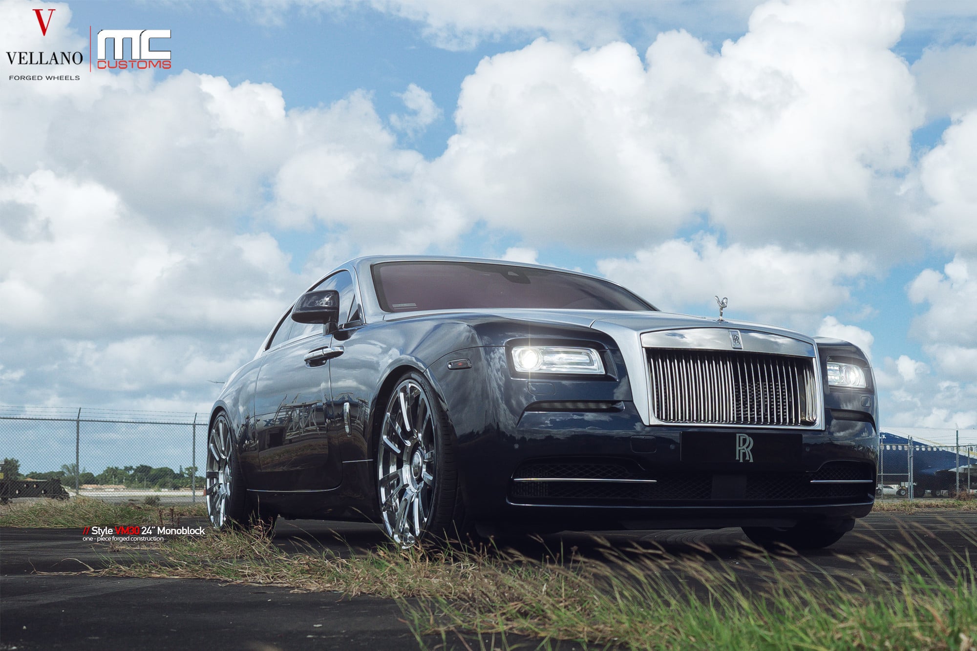Black Rolls Royce Ghost with Custom LED Headlights - Photo by Vellano