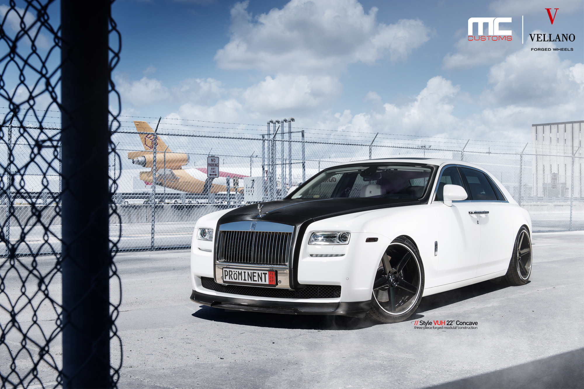 White Rolls Royce Ghost with Carbon Fiber Front Lip - Photo by Vellano
