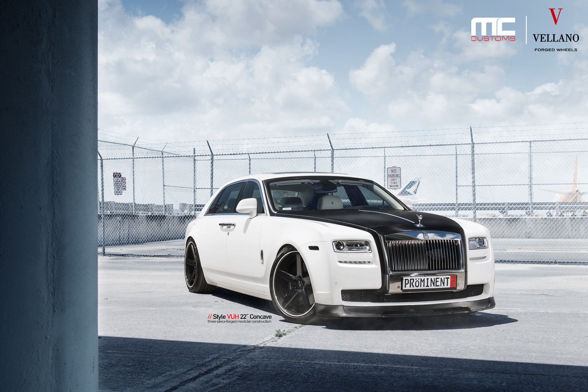 Custom Black Hood on White Rolls Royce Ghost - Photo by Vellano