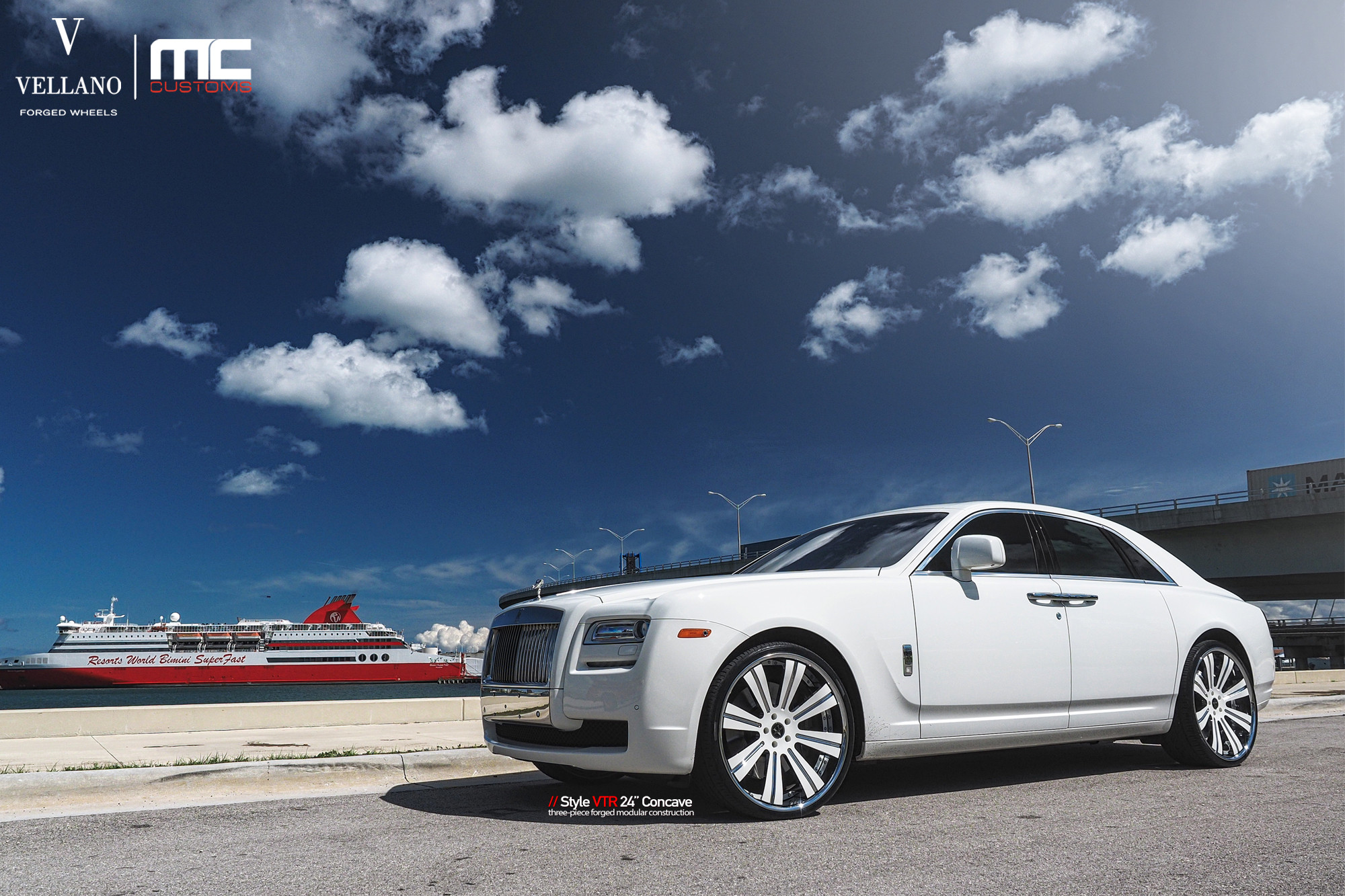 Custom Vellano Rims on White Rolls Royce Ghost - Photo by Vellano