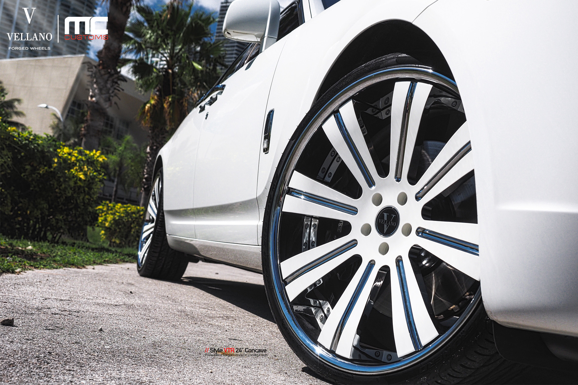 White Vellano Wheels on Custom Rolls Royce Ghost - Photo by Vellano