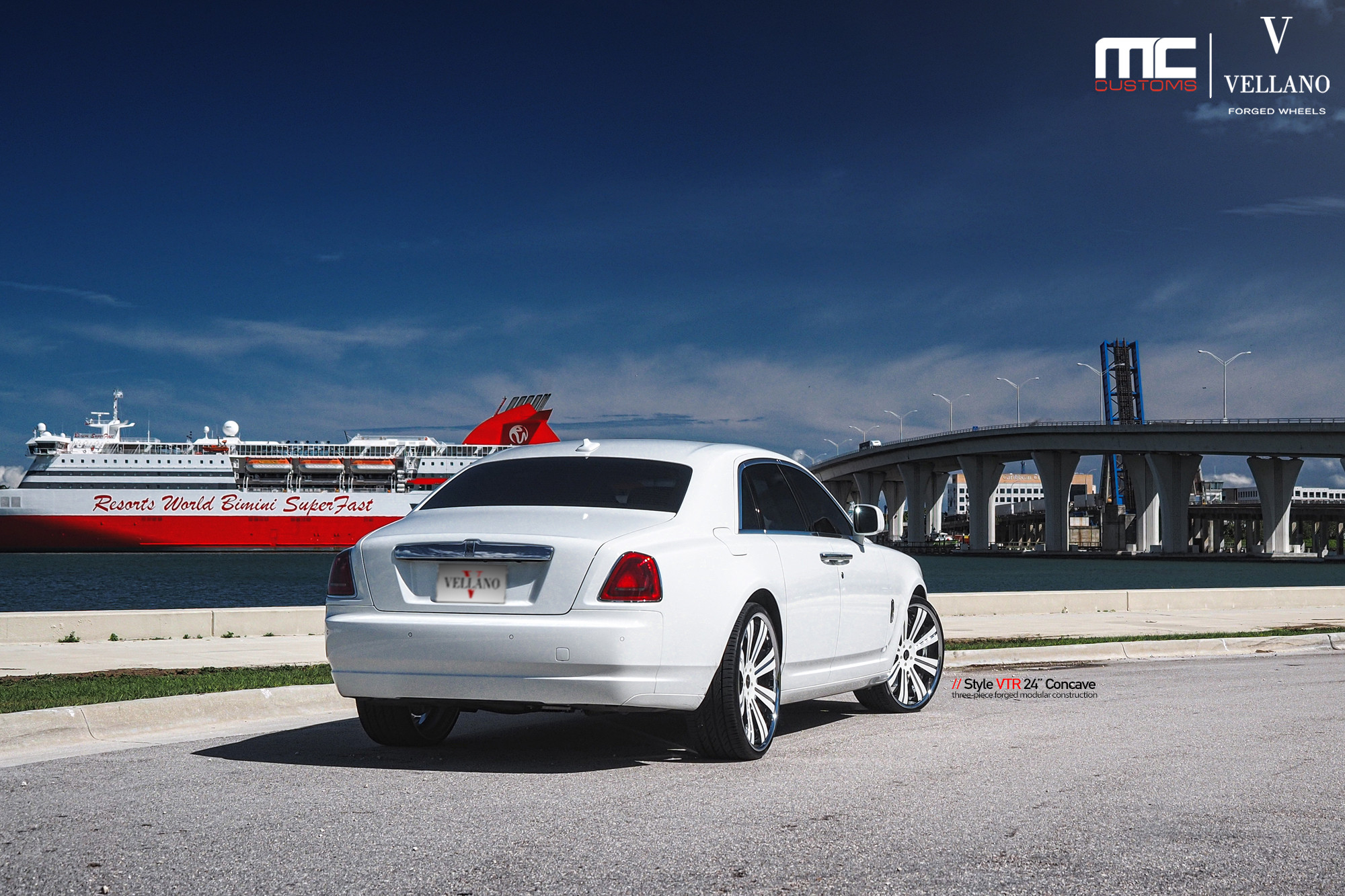 Custom White Rolls Royce Ghost Shark Fin Antenna - Photo by Vellano