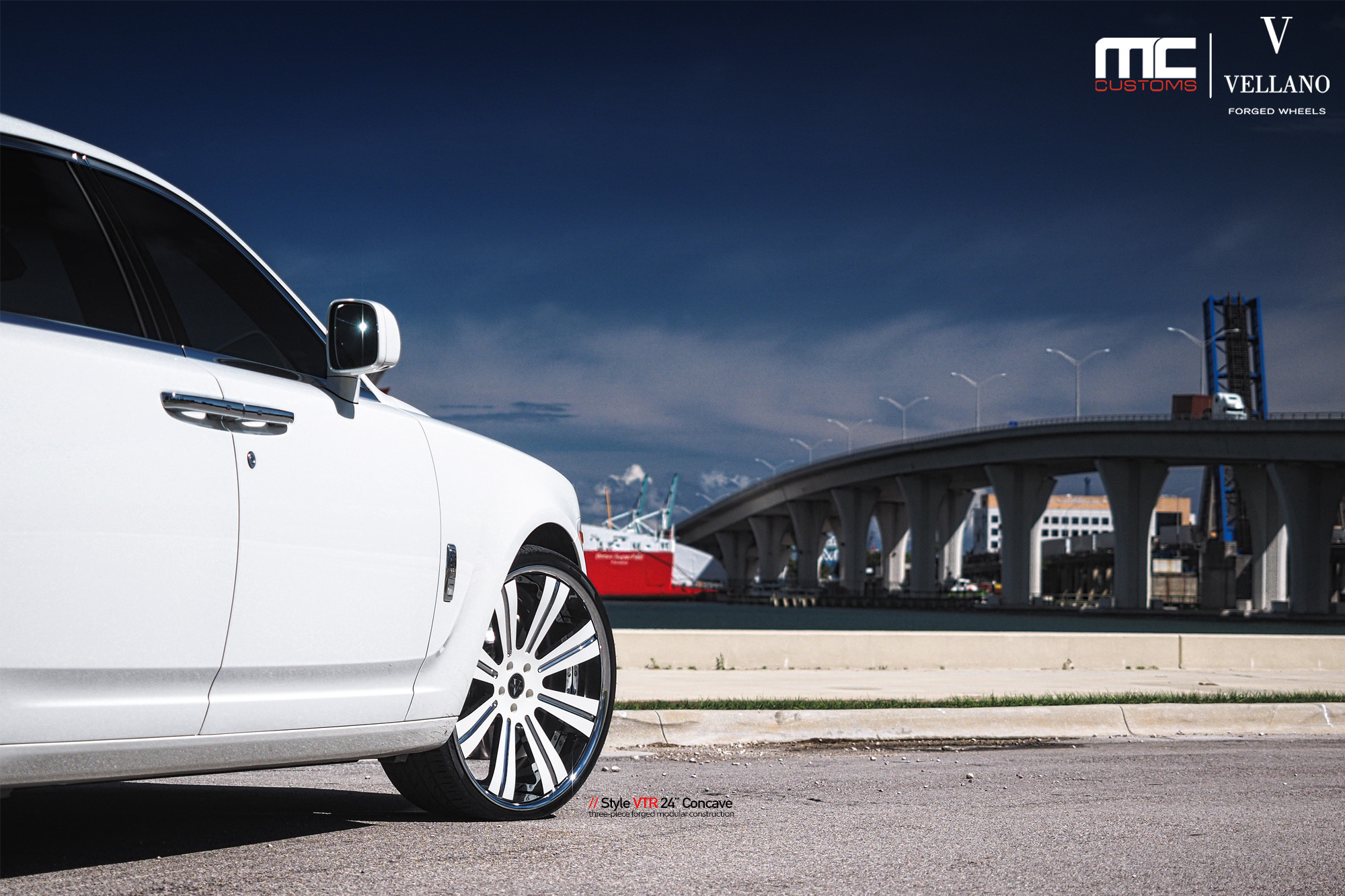 24 Inch Vellano Wheels on White Rolls Royce Ghost - Photo by Vellano