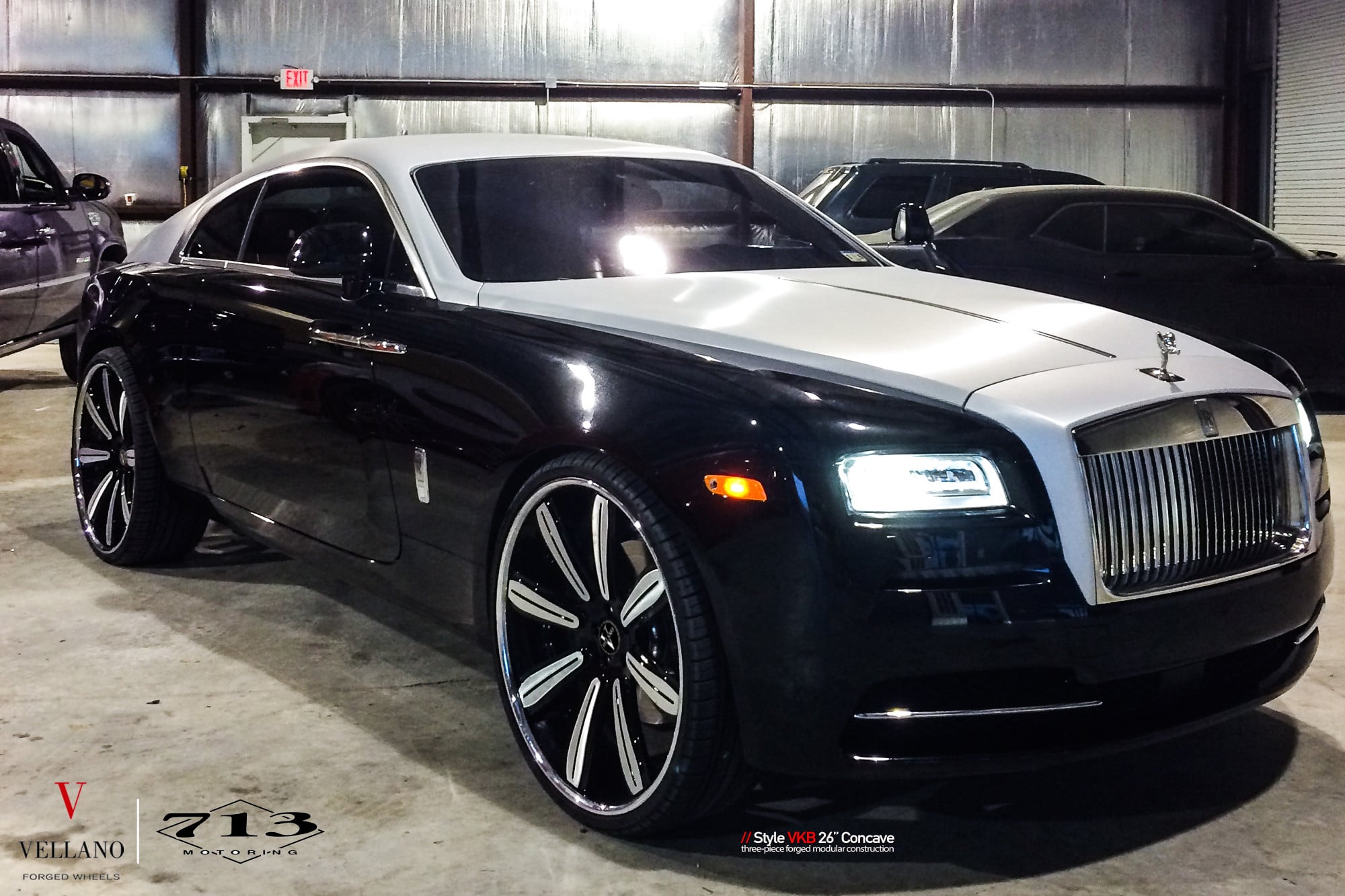 Black Rolls Royce Wraith with Custom LED Headlights - Photo by Vellano