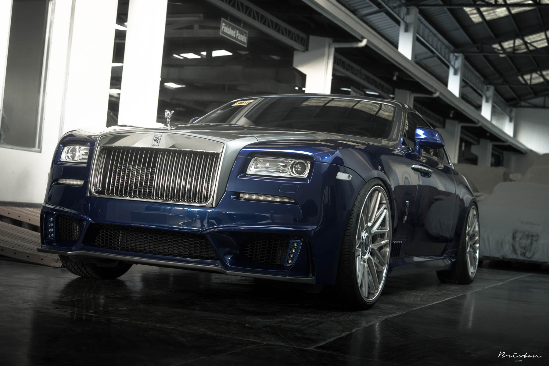 Chrome Billet Grille on Blue Rolls Royce Wraith - Photo by Brixton Forged Wheels