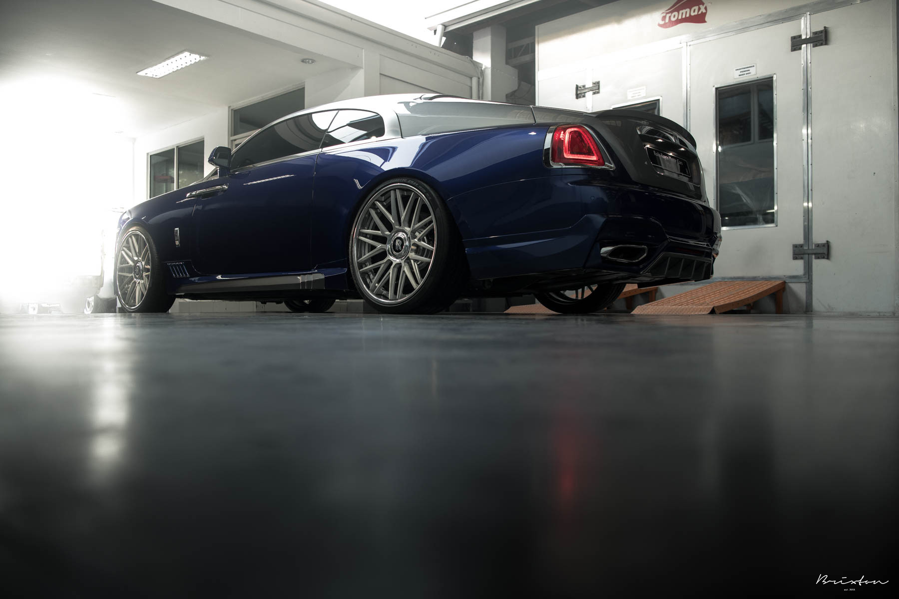 Red LED Taillights on Blue Rolls Royce Wraith - Photo by Brixton Forged Wheels