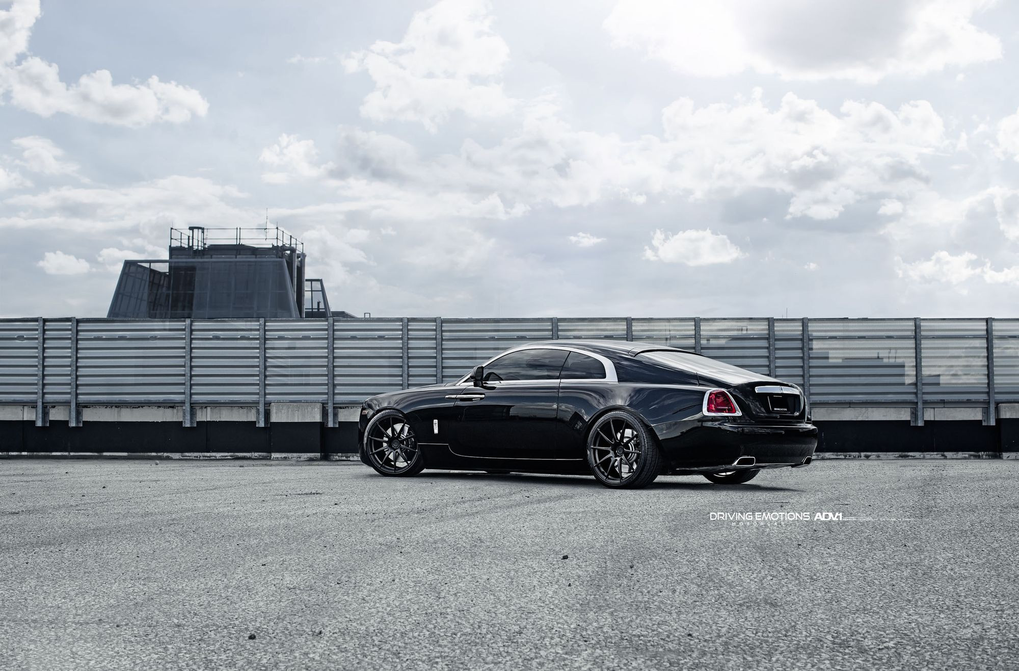 Red Custom Taillights on Black Rolls Royce Wraith - Photo by ADV.1