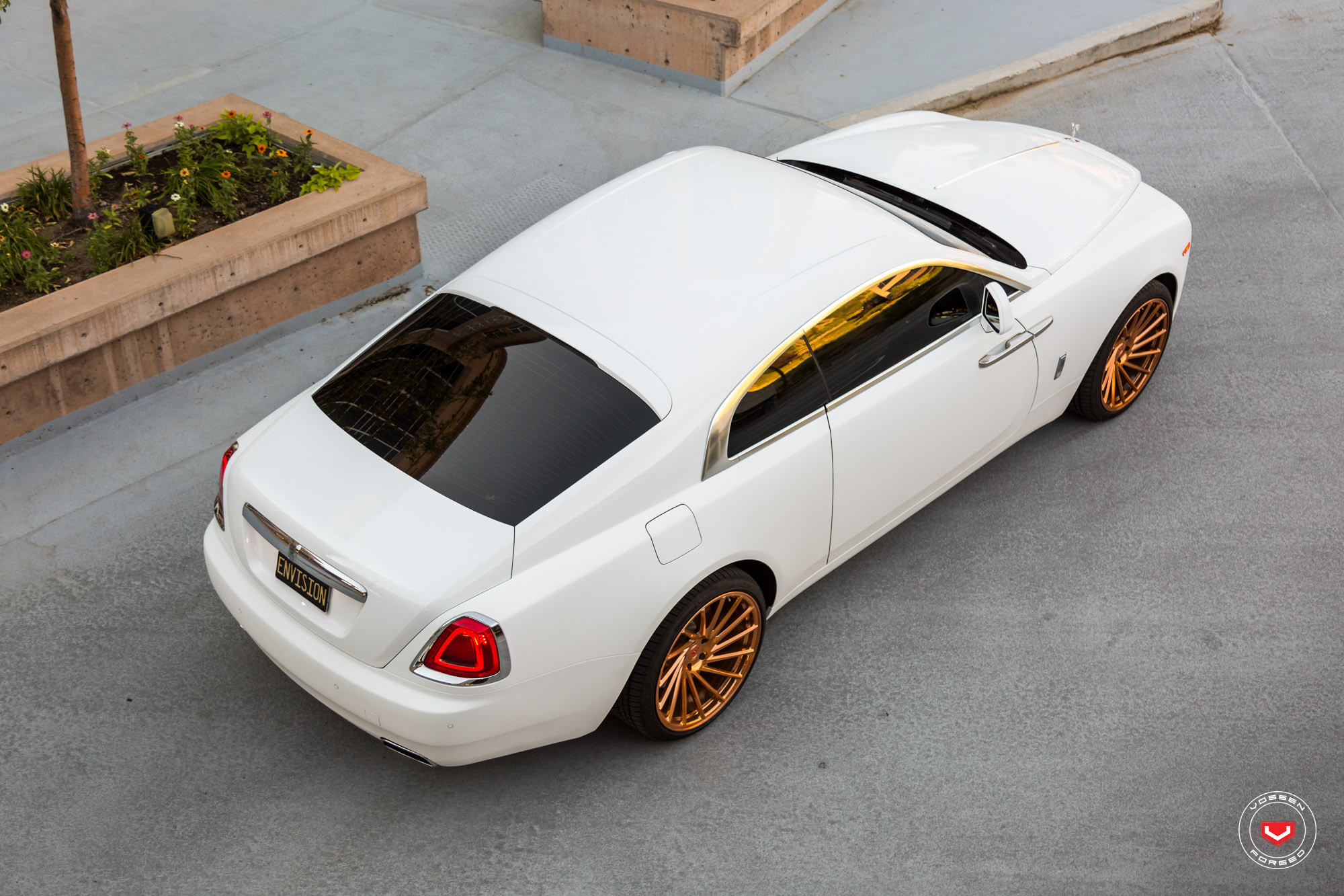 Red LED Taillights on White Rolls Royce Wraith - Photo by Vossen