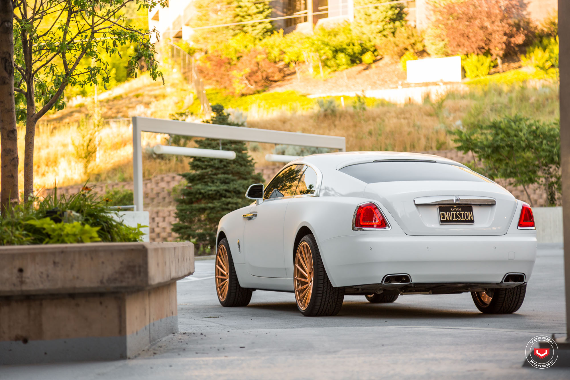 Aftermarket Rear Diffuser on White Rolls Royce Wraith - Photo by Vossen
