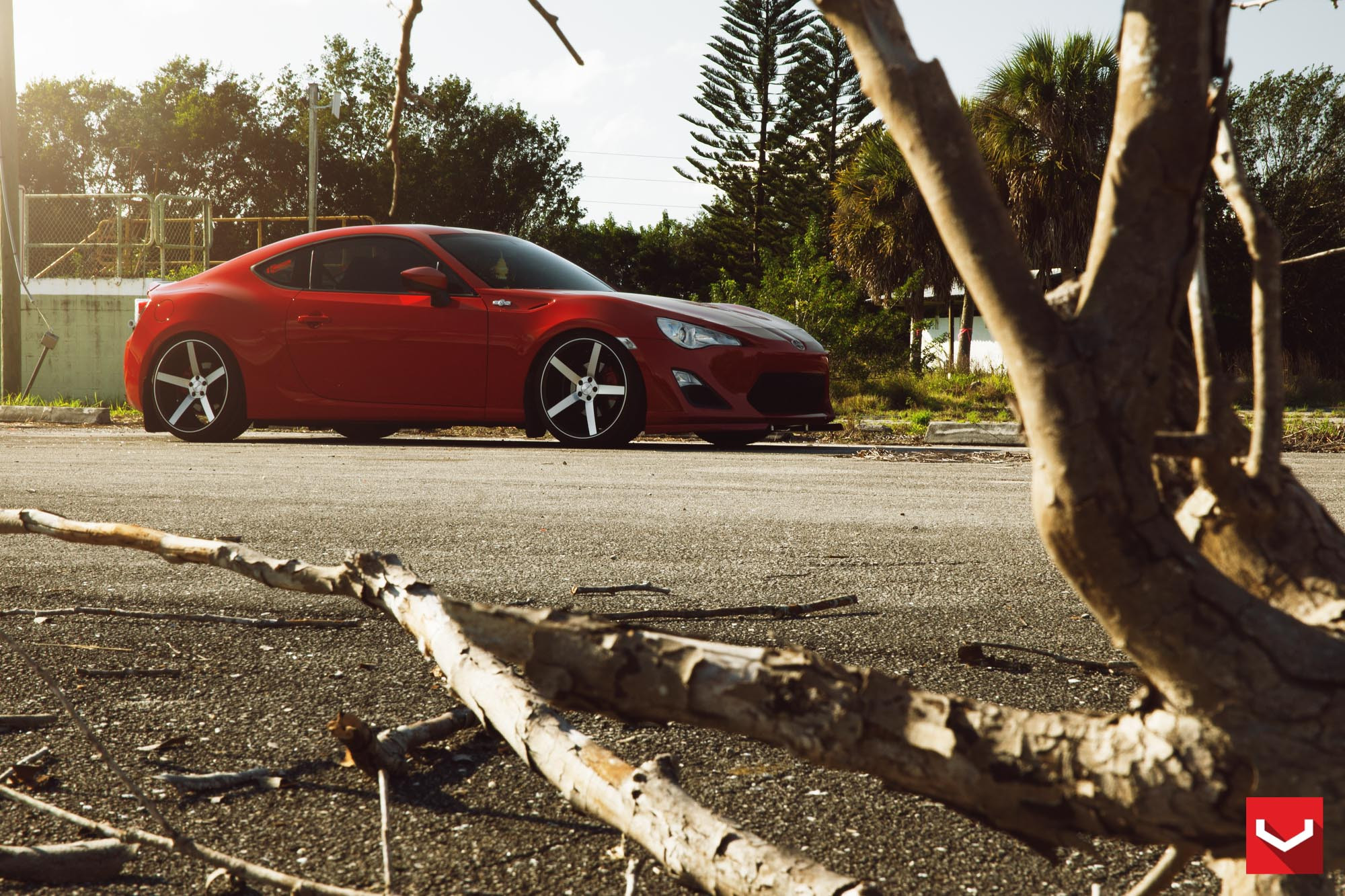 Red Scion FR-S with Custom LED Headlights - Photo by Vossen