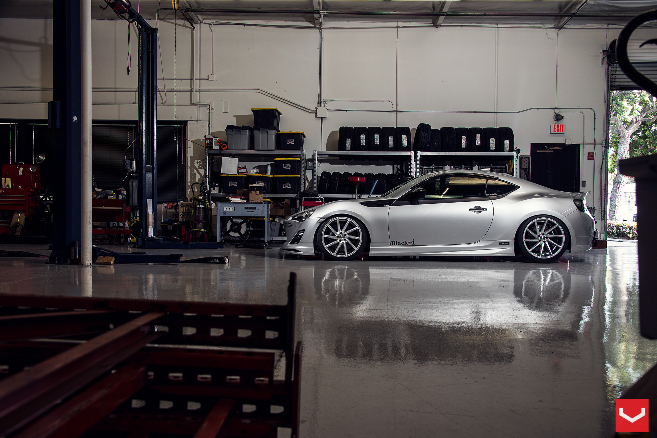 Silver Scion FR-S with Custom Side Skirts - Photo by Vossen