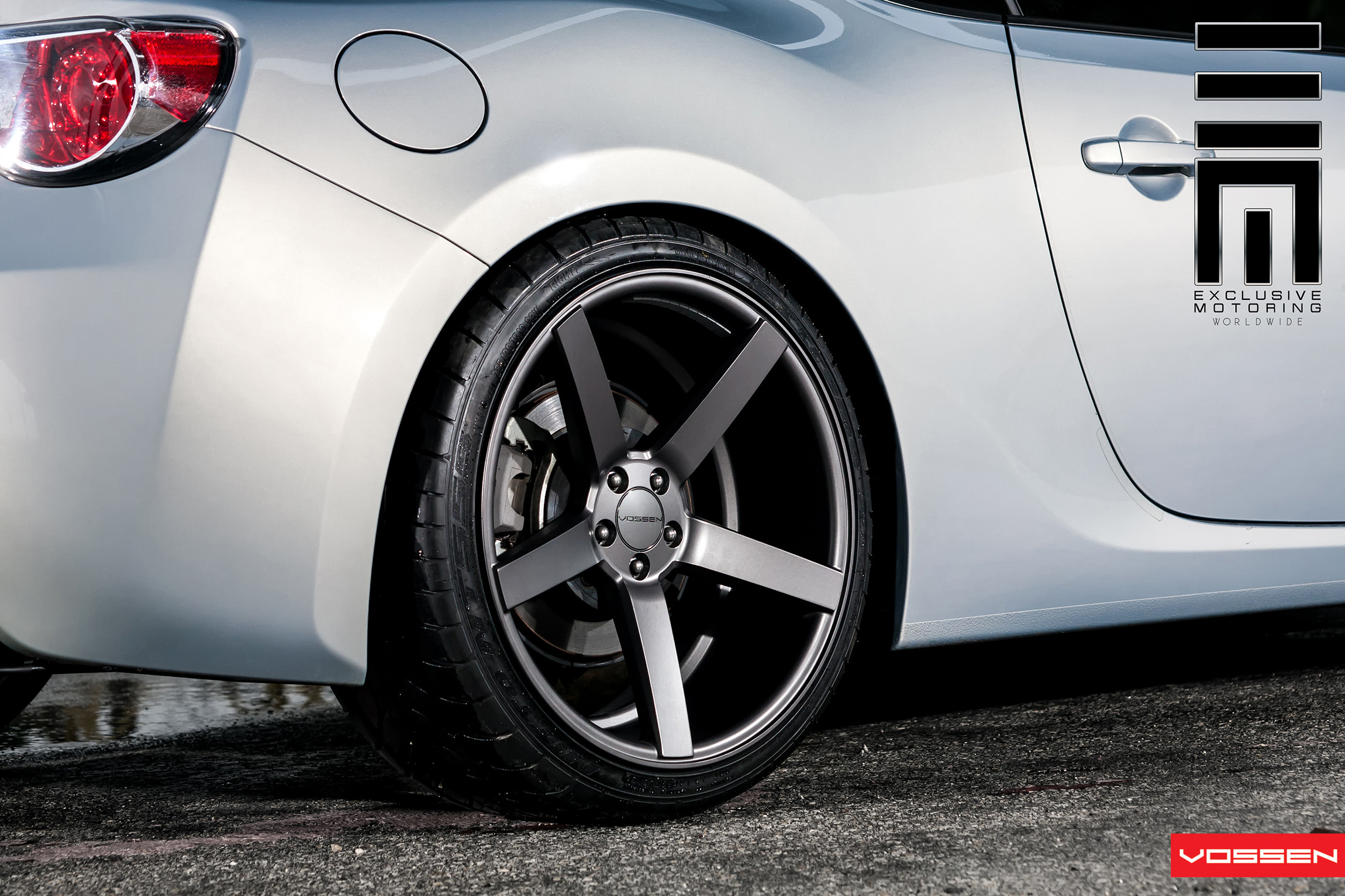 Silver Scion FR-S with Dark Smoke CV3R Vossen Rims - Photo by Vossen