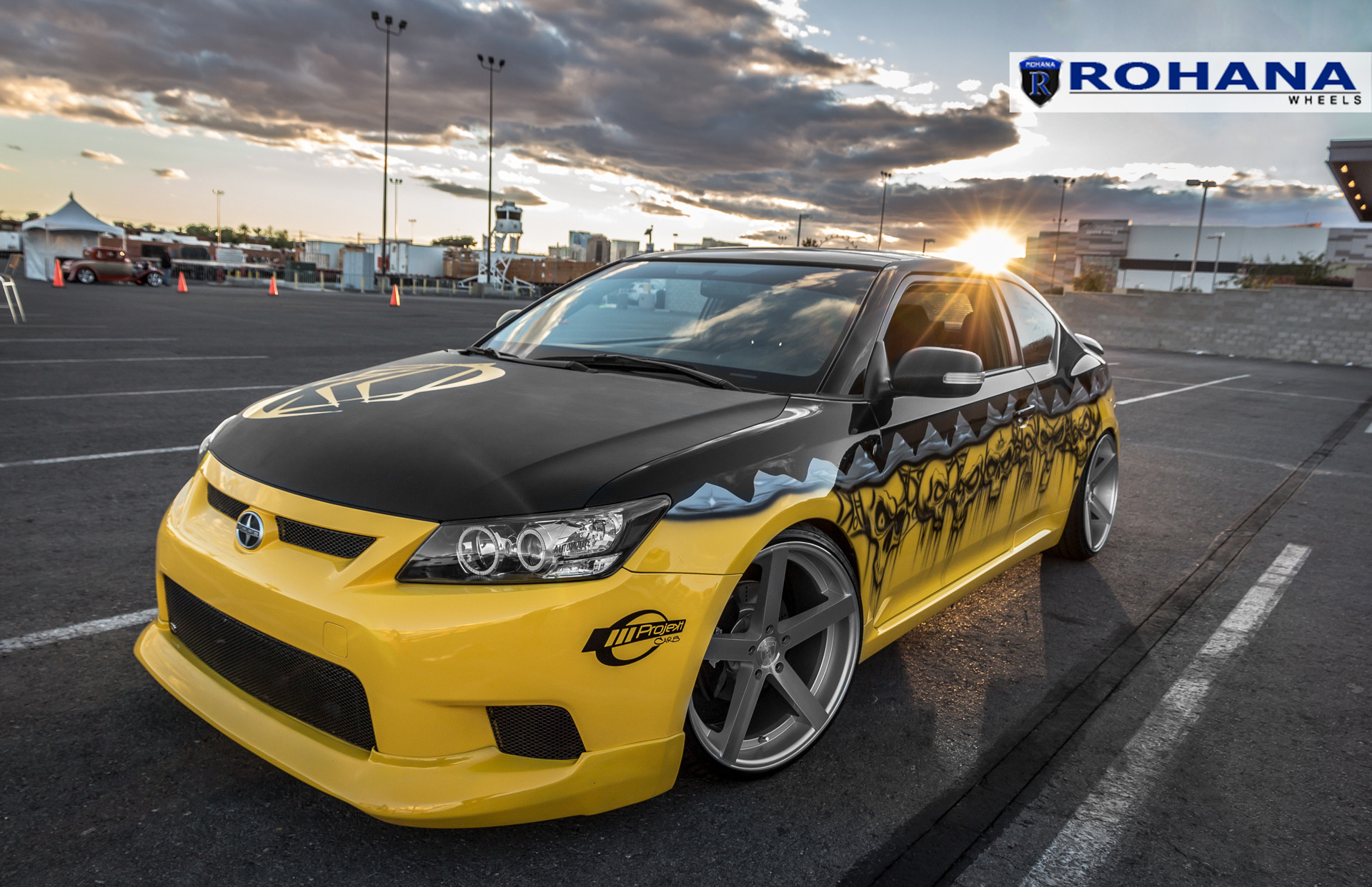 Scion TC Front Bumper Lip And Chrome Halo Headlights - Photo by Rohana Wheels