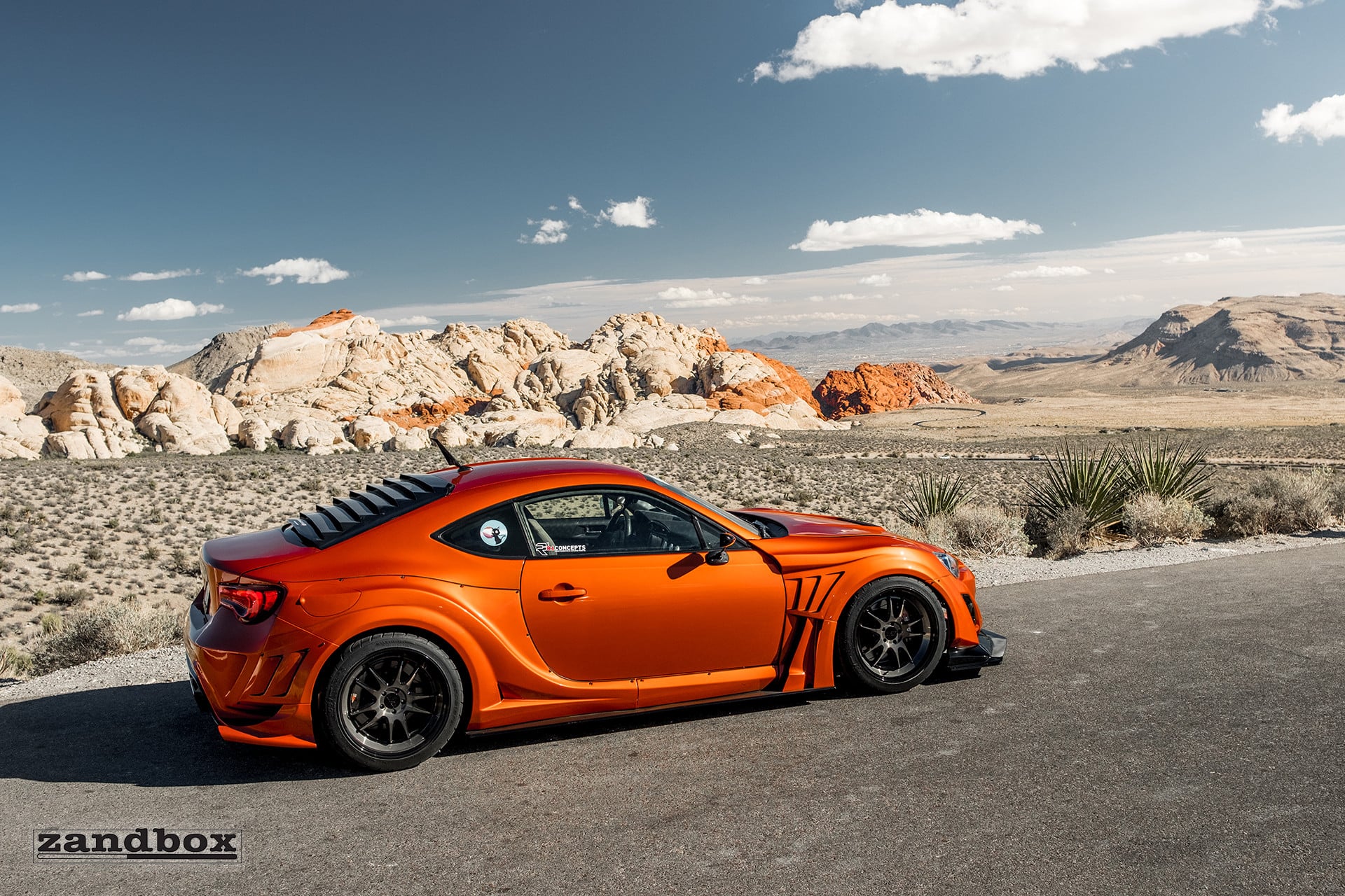 Aftermarket Body Kit on Red Subaru BRZ - Photo by zandbox