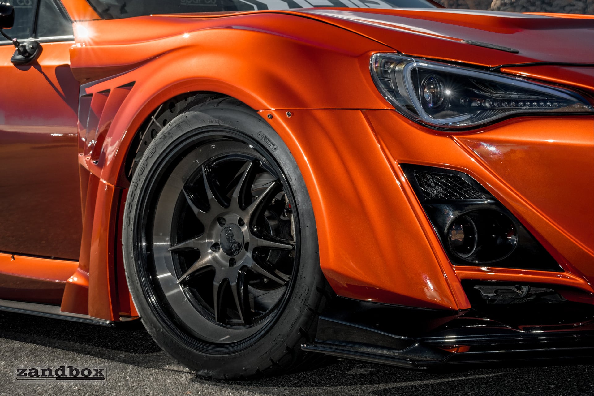 Front Bumper with Fog Lights on Red Subaru BRZ - Photo by zandbox