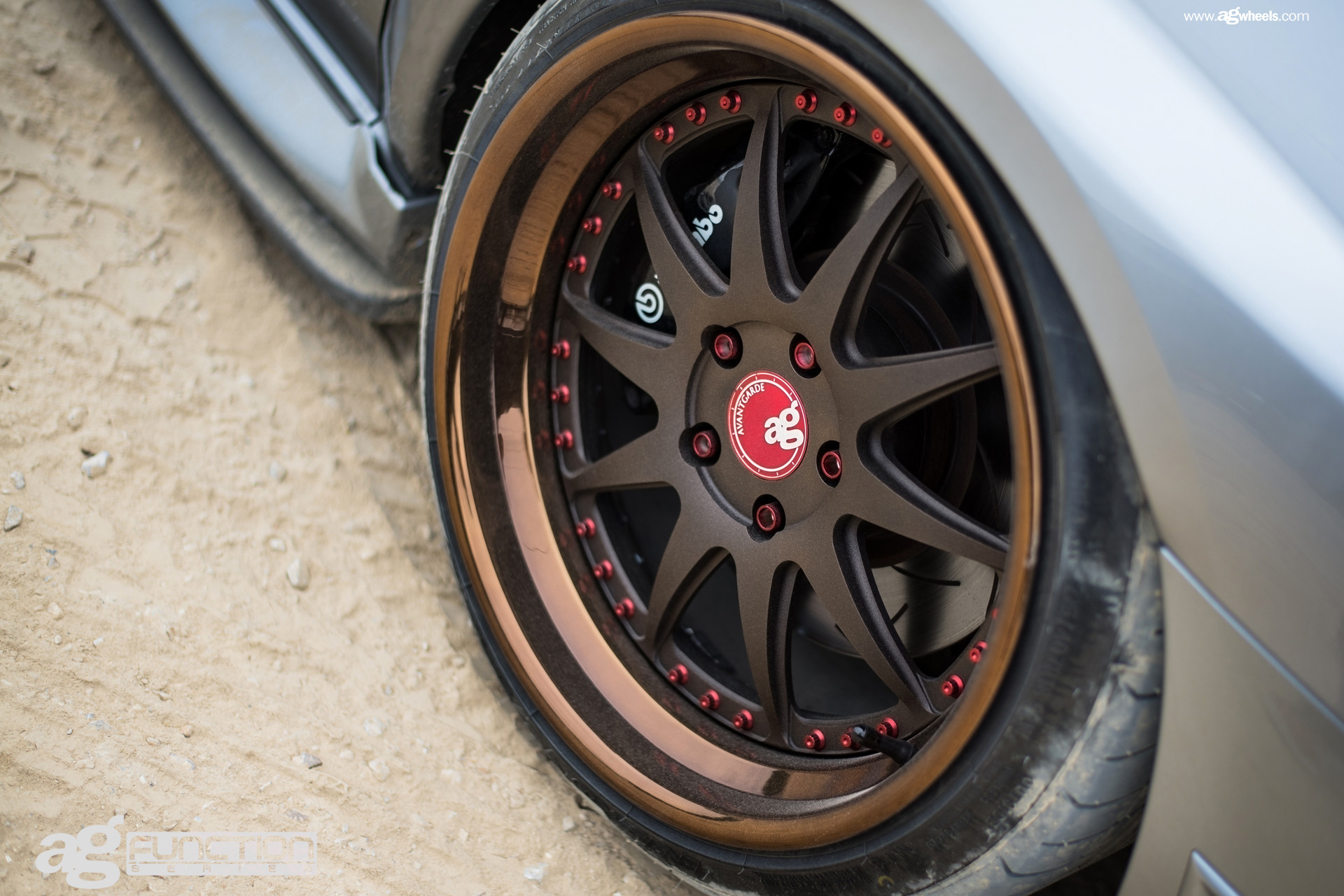 Matte Black Avant Garde Rims on Gray Subaru WRX - Photo by Avant Garde Wheels