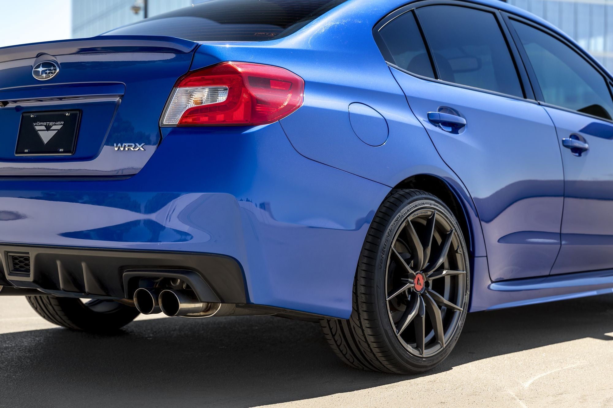 Blue Subaru WRX with Custom Vorsteiner Wheels - Photo by Vorstiner