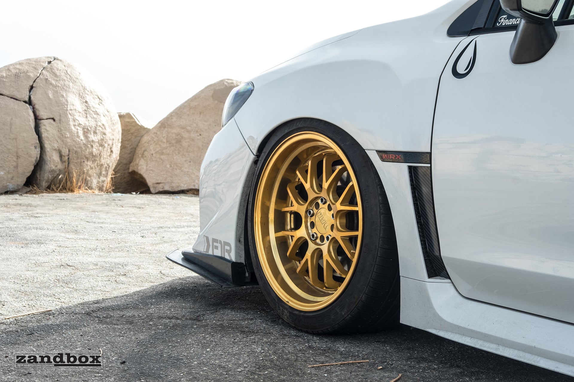 White Stanced Subaru WRX with Rota P1R Wheels - Photo by zandbox