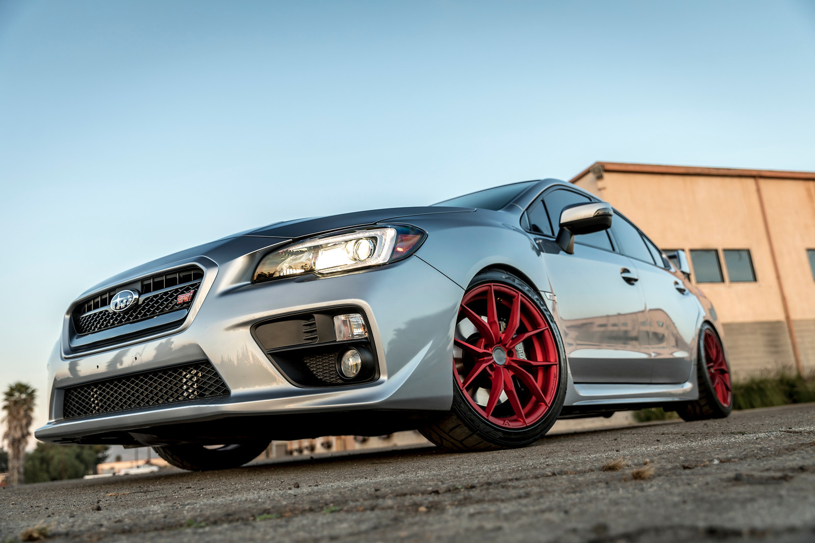 Front Bumper with Fog Lights on Gray Subaru WRX - Photo by Vorsteiner