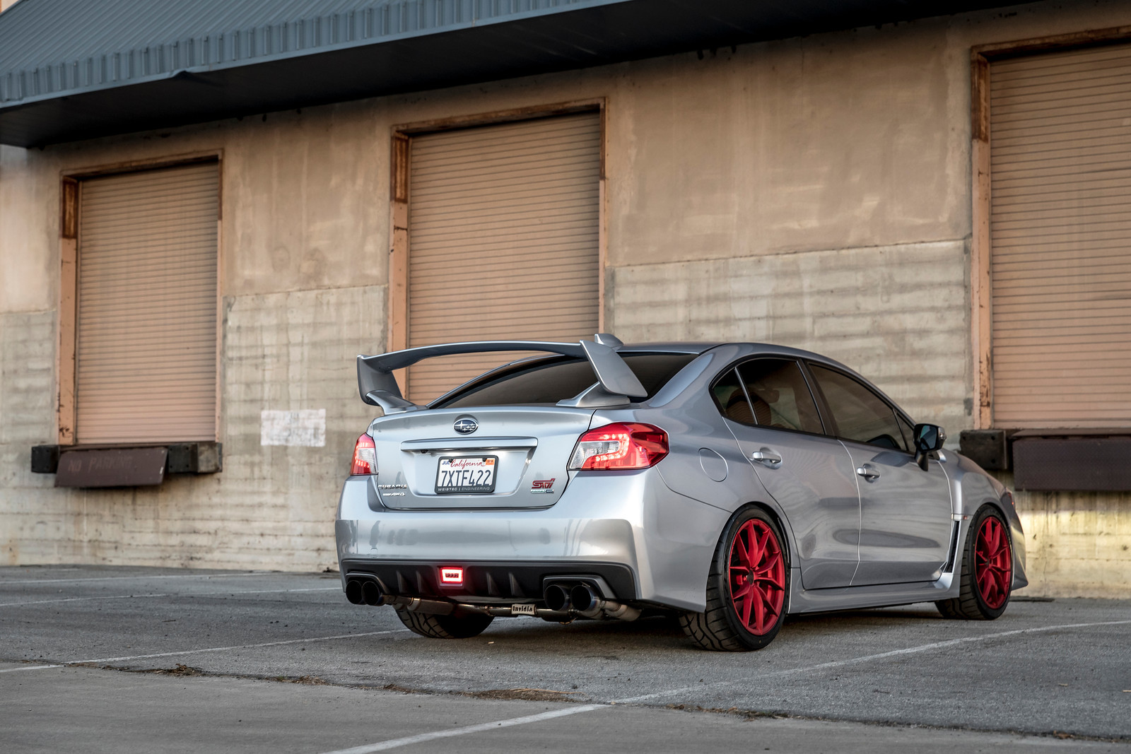 Custom Style Rear Spoiler on Gray Subaru WRX - Photo by Vorsteiner