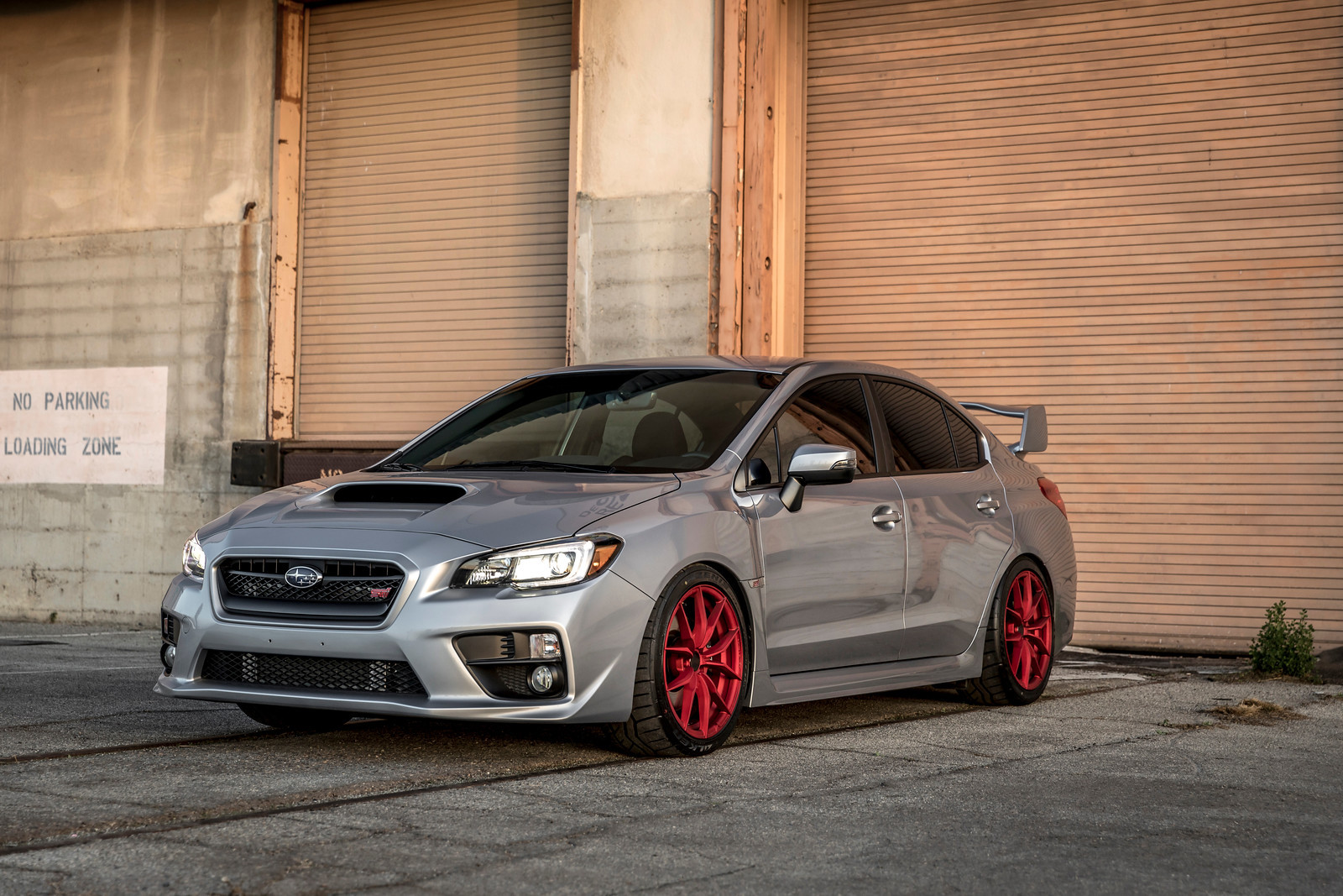 Custom Projector Headlights on Gray Subaru WRX - Photo by Vorsteiner