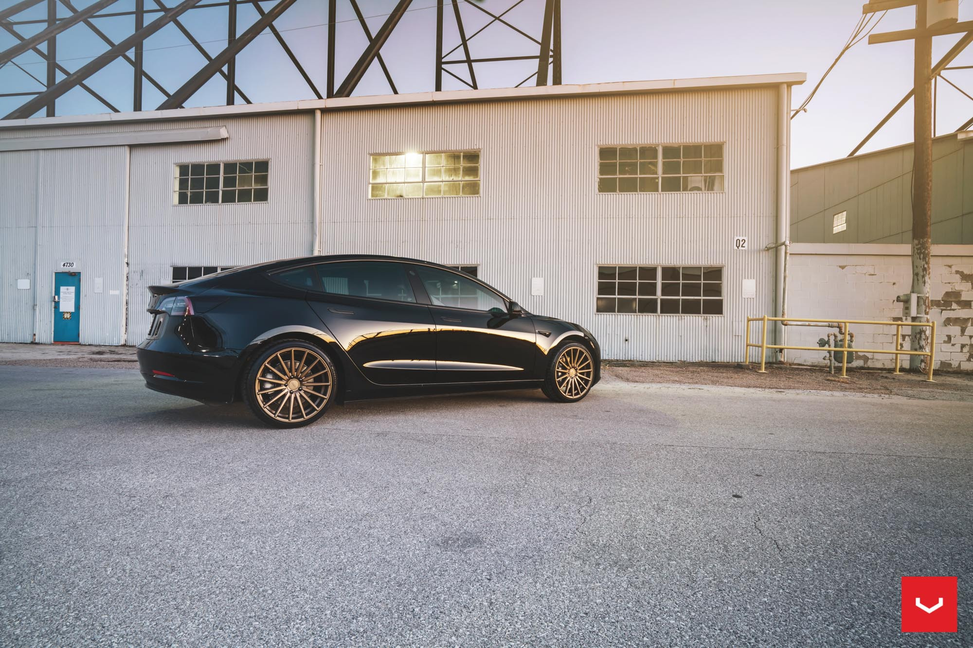Red Smoke Taillights on Black Tesla Model S - Photo by Vossen
