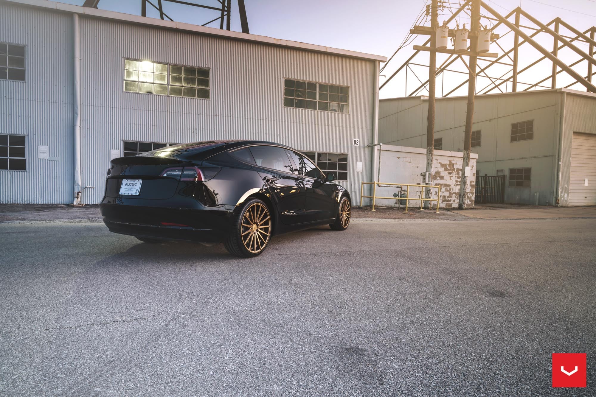 Black Tesla Model 3 with Custom Rear Diffuser - Photo by Vossen