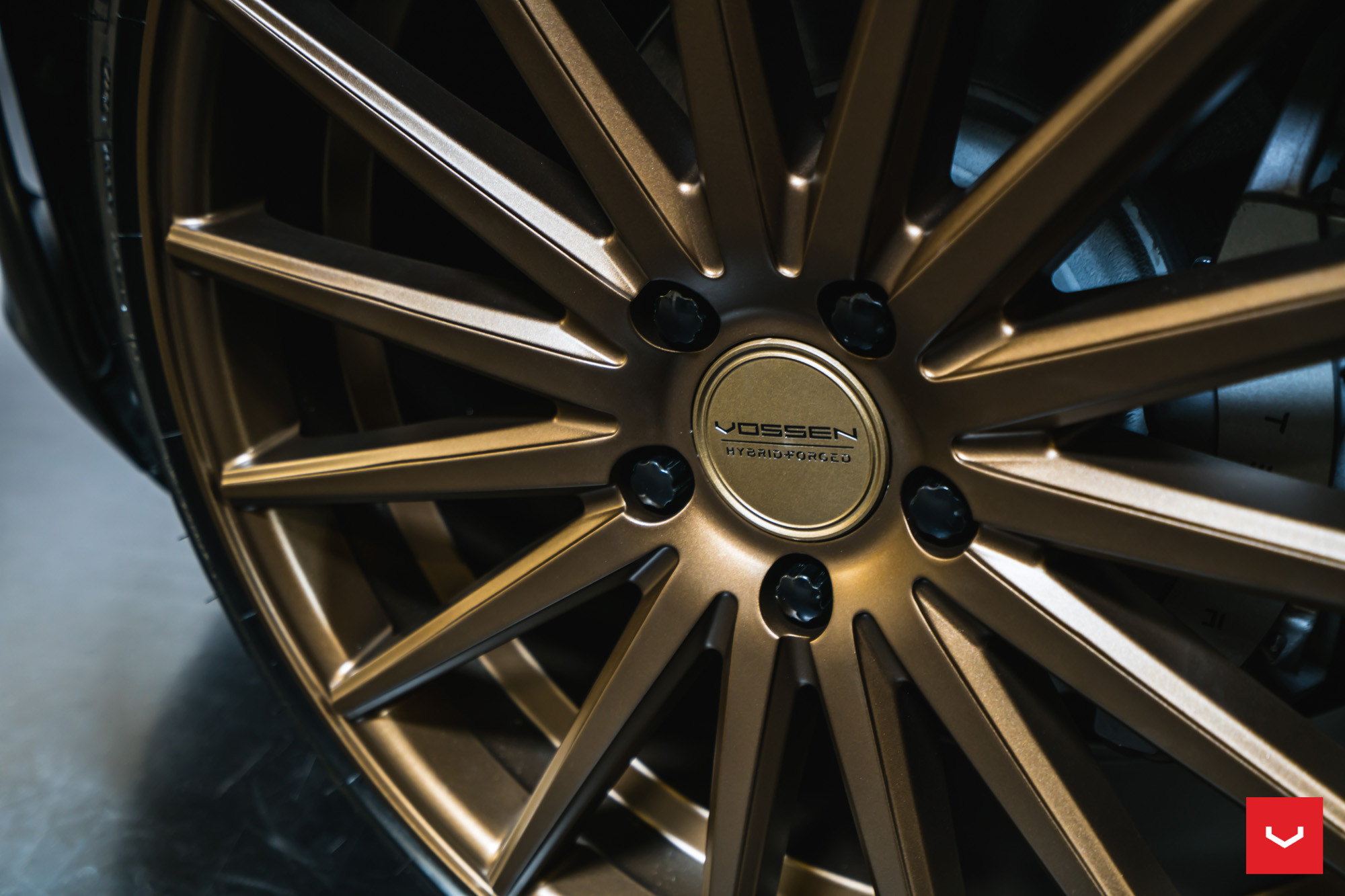 Black Tesla Model 3 with Gold Forged Vossen Rims - Photo by Vossen