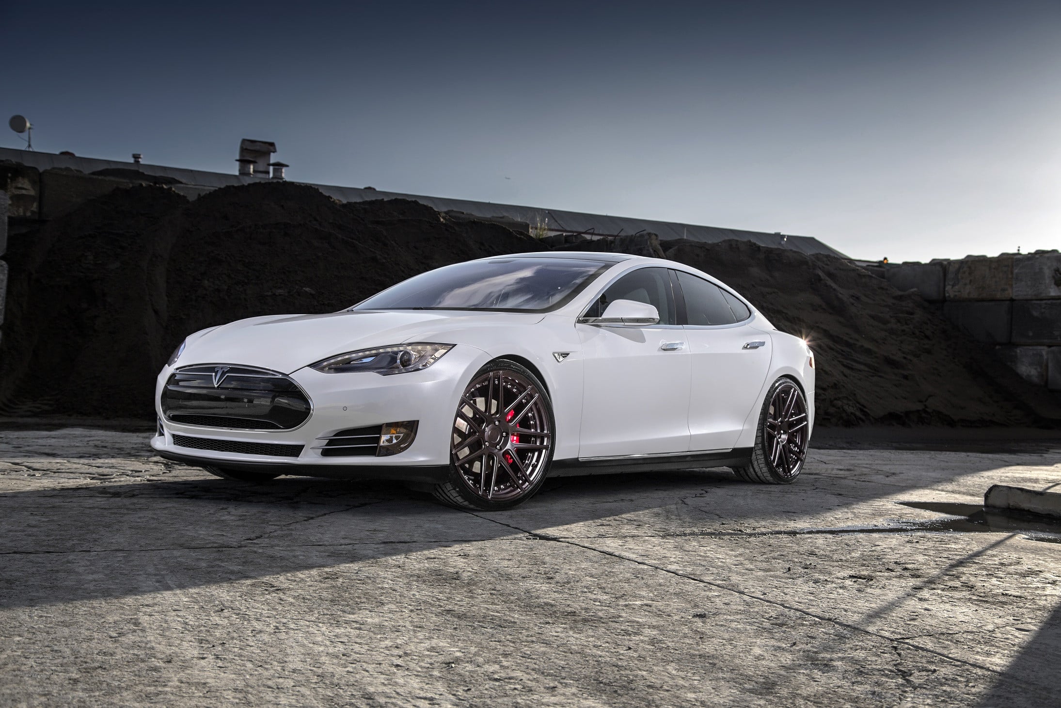 White Tesla Model S with Custom LED Headlights - Photo by Niche