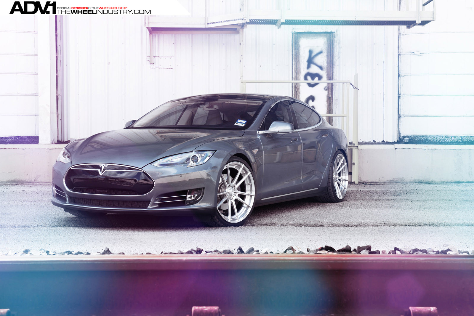 Gray Tesla Model S with Custom Headlights - Photo by ADV.1