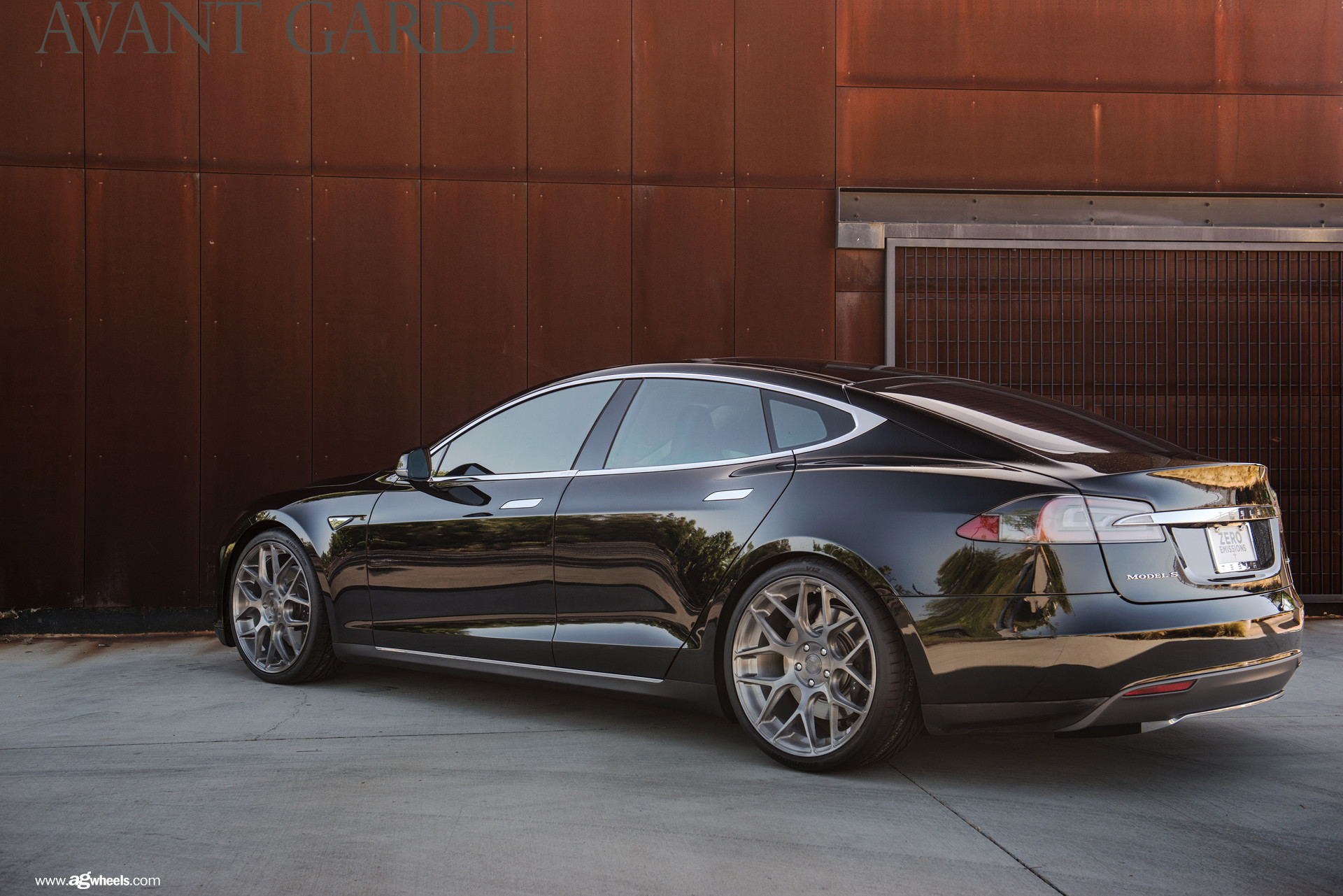 Black Tesla Model-S with Custom Rear Diffuser - Photo by Avant Garde Wheels