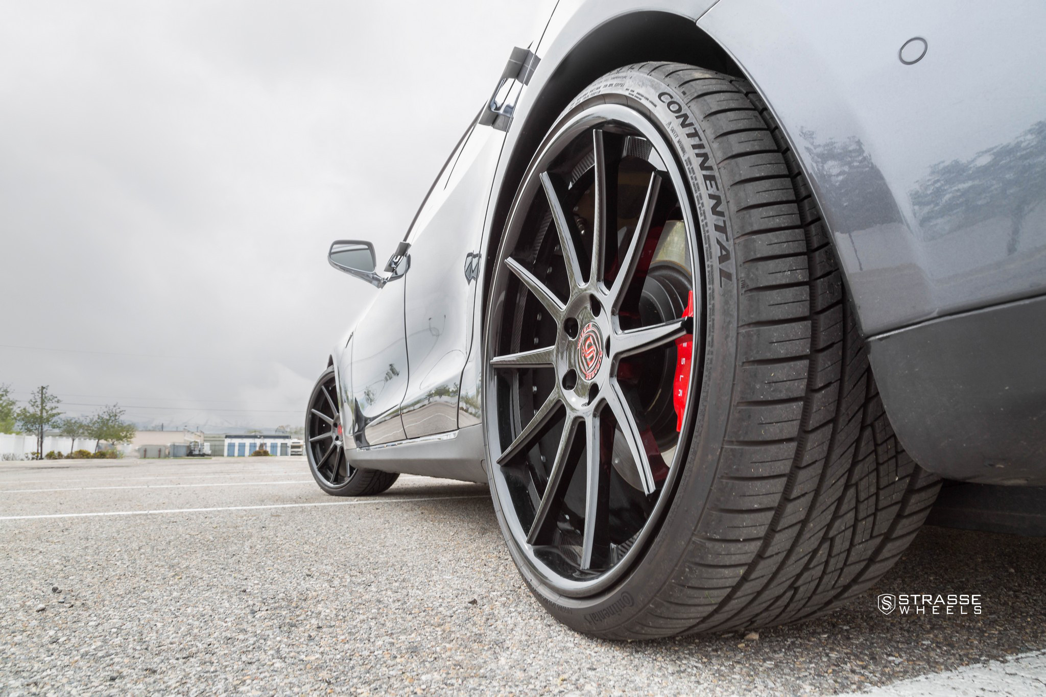 Gray Tesla Model S with Continental Tires - Photo by Strasse Forged