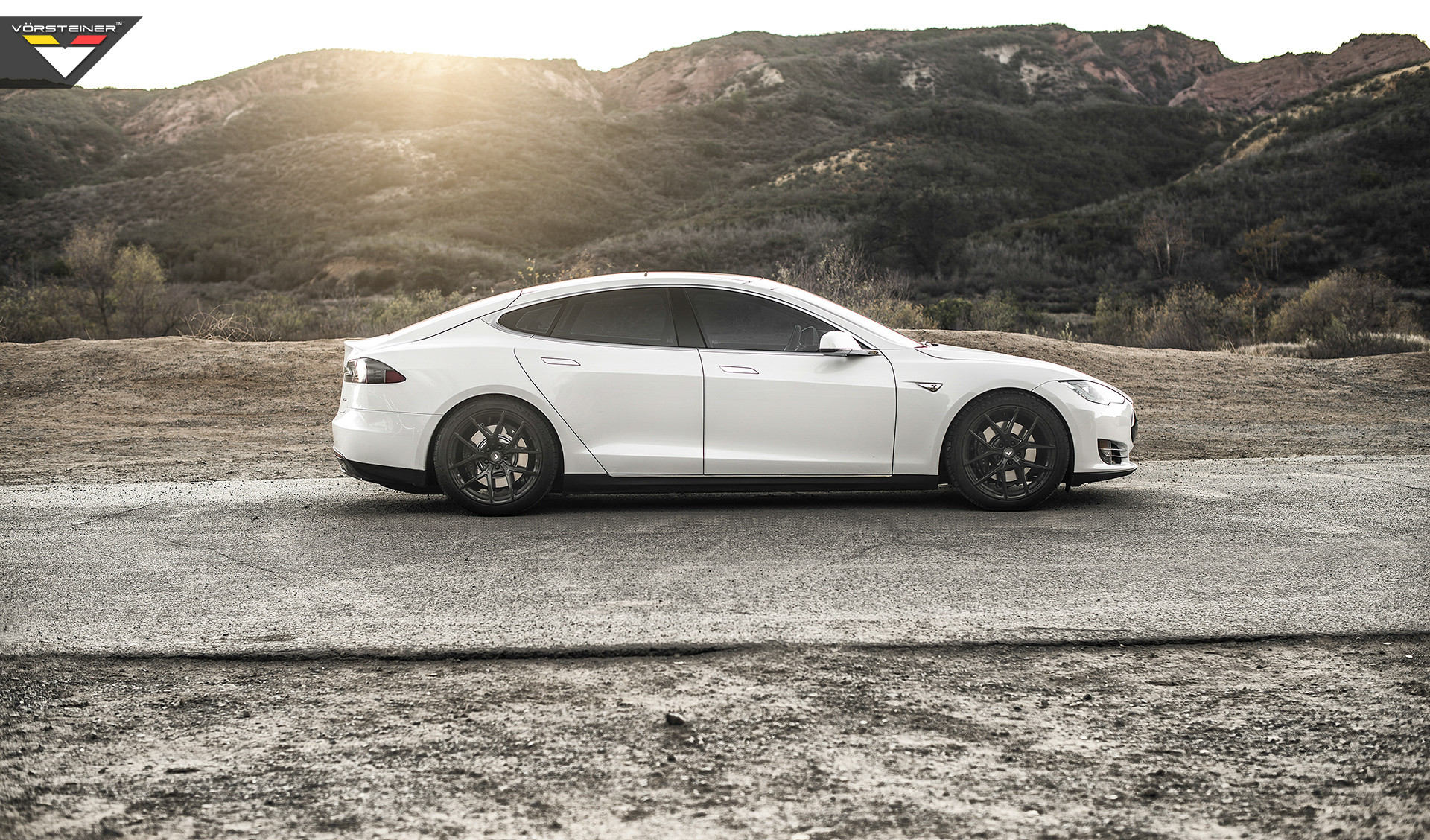 Custom White Tesla Model S Side Skirts - Photo by Vorstiner
