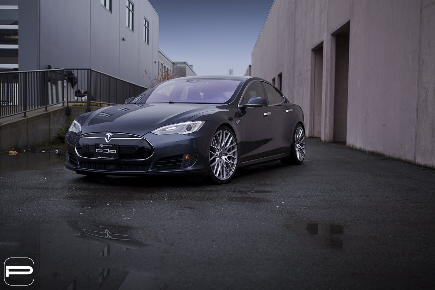 Crystal Clear Headlights on Black Tesla Model S - Photo by SR Auto Group